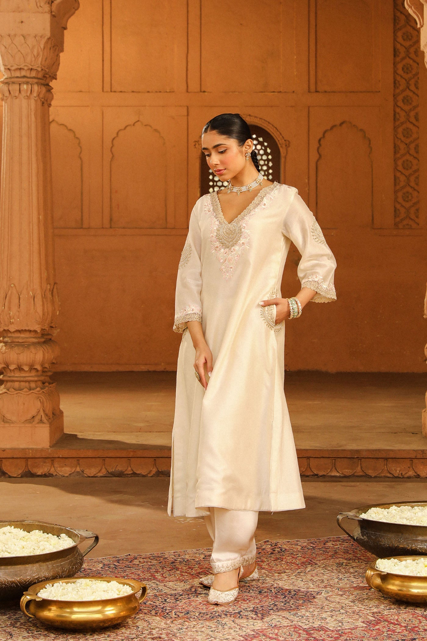 Akira - Daisy Ivory Long Choga With Salwar