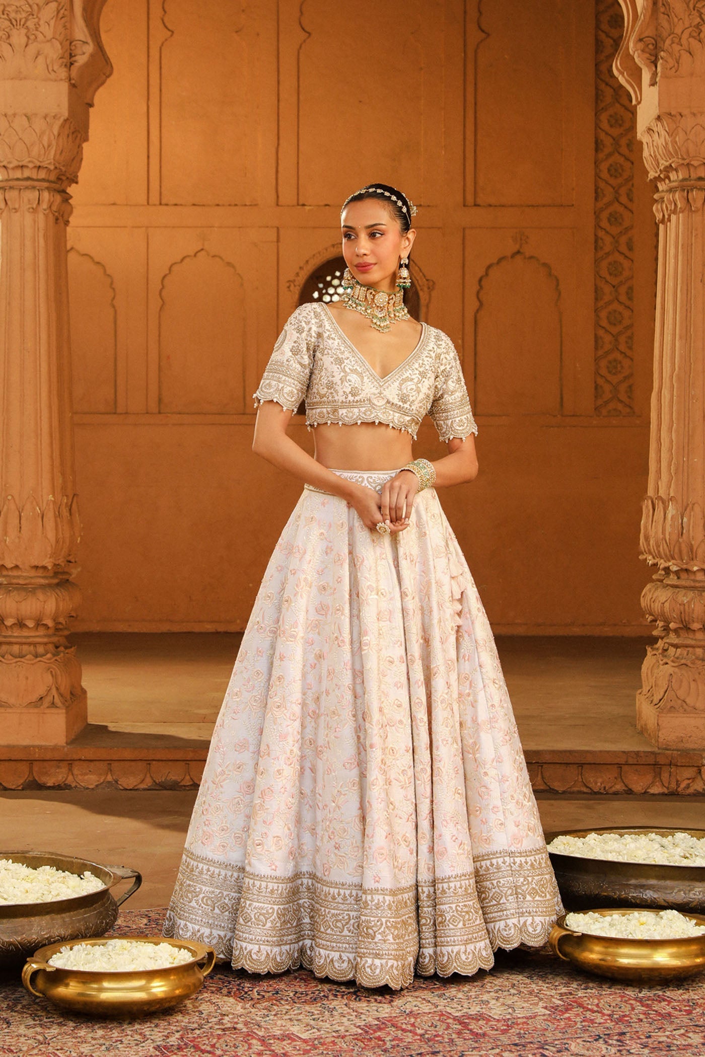 Maryam - Daisy Ivory Lehenga Set With Dupatta