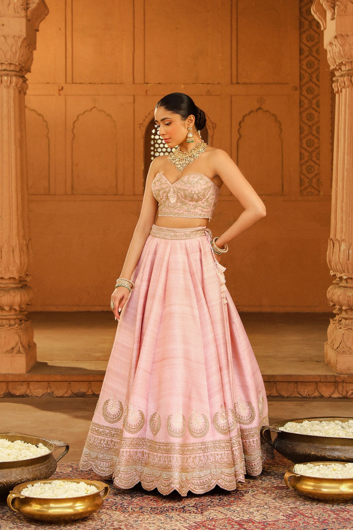 Razana - Blush Pink Lehenga Set With Dupatta
