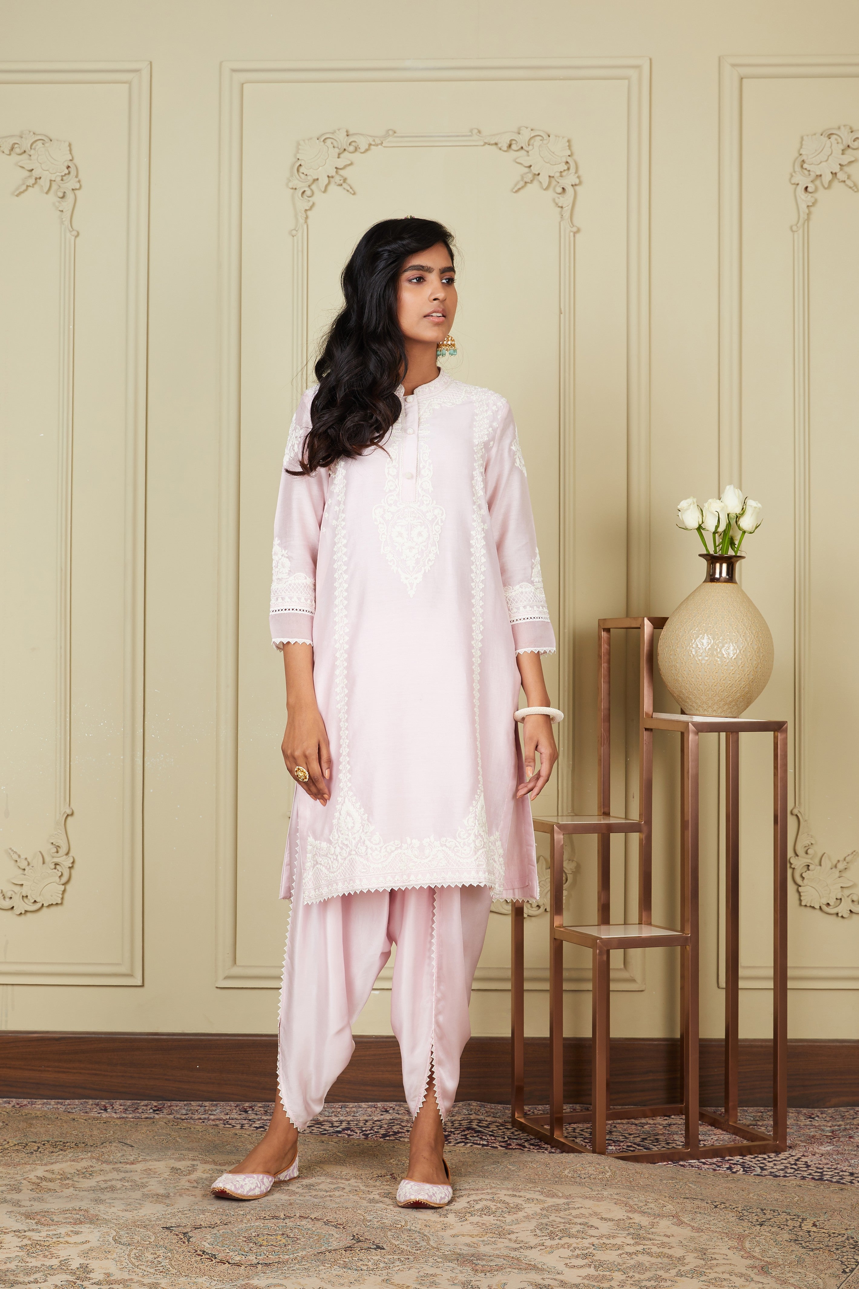 Ayanna - Pearl Blush Short Kurta With Dhoti