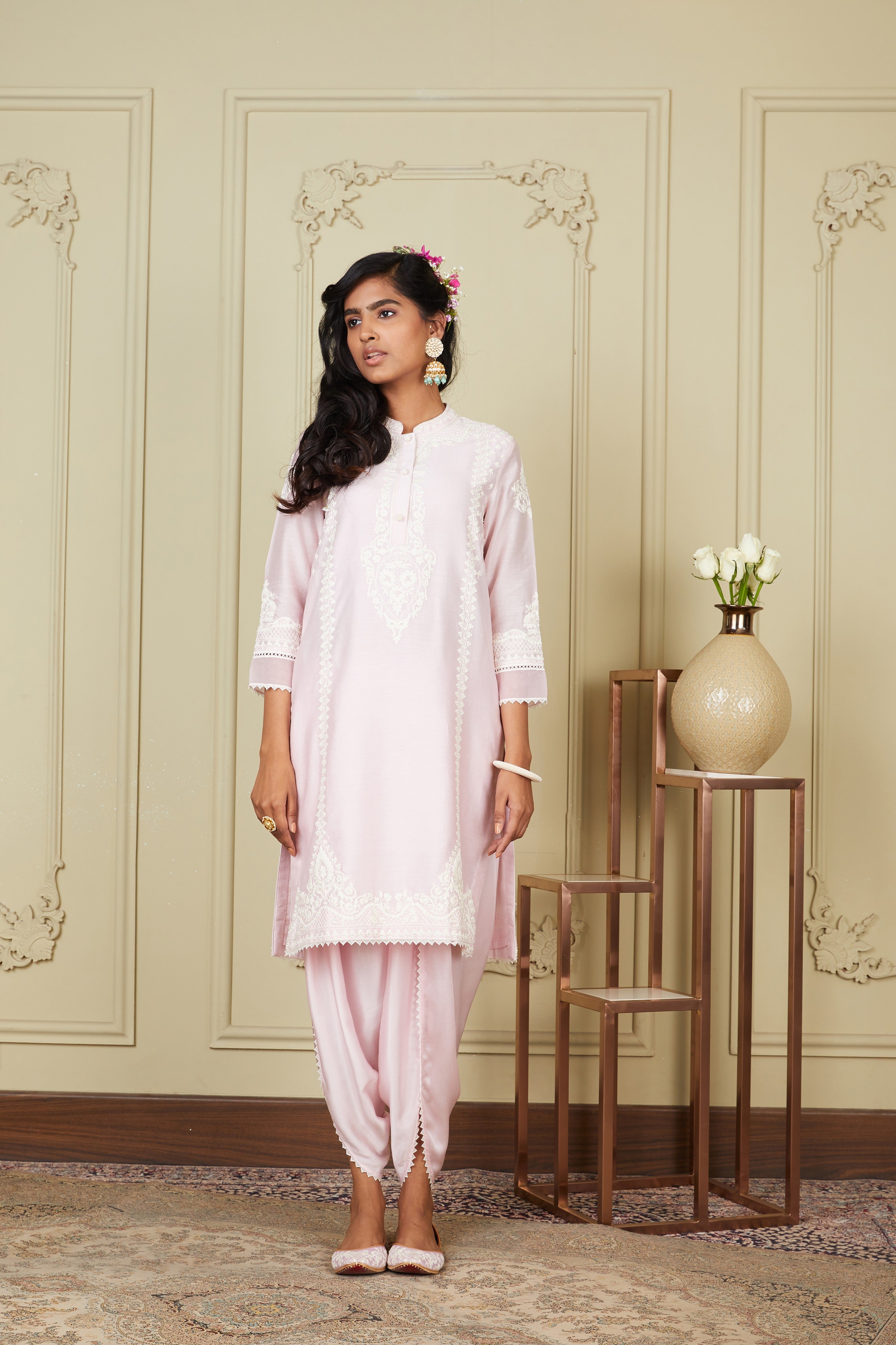 Ayanna - Pearl Blush Short Kurta With Dhoti