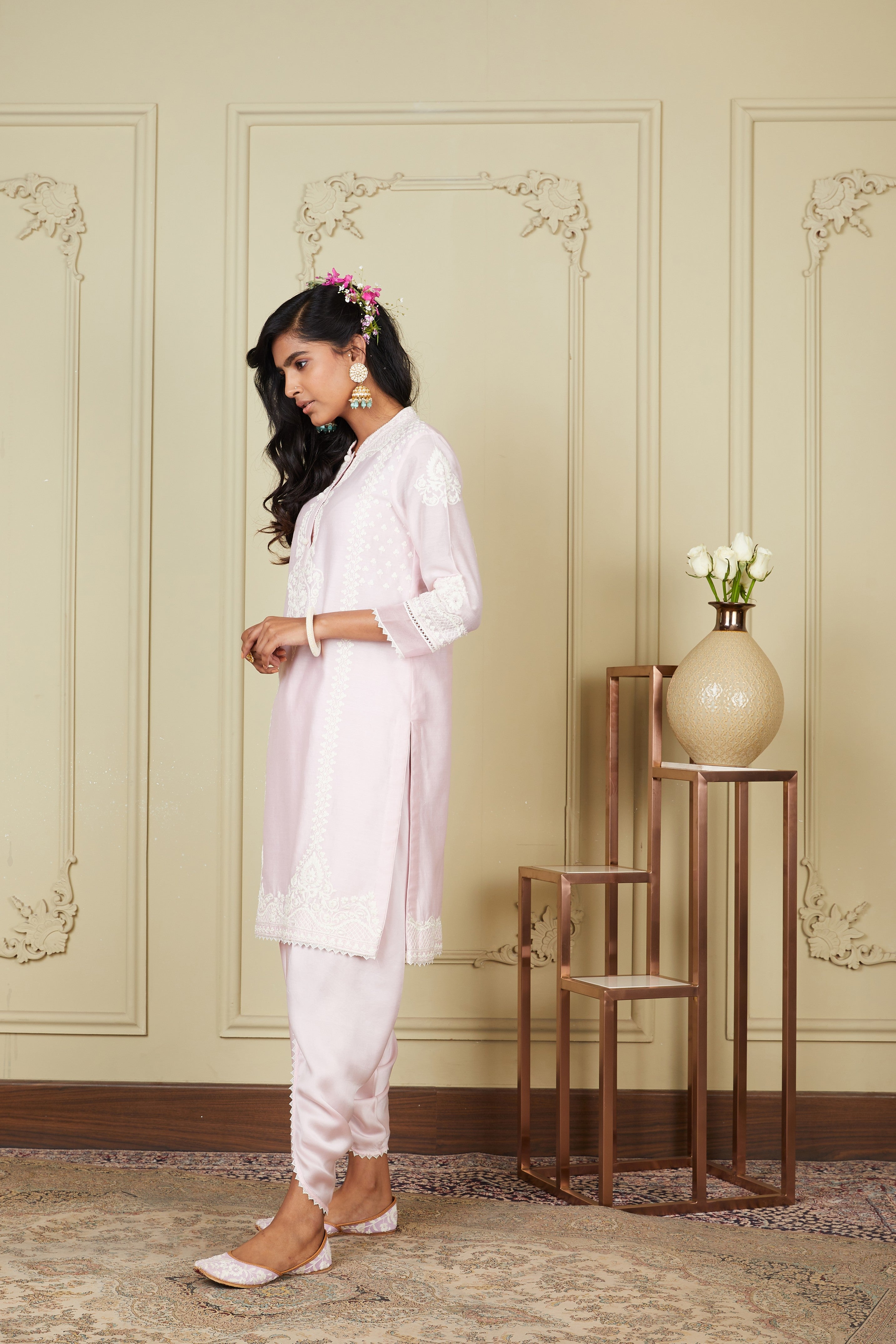 Ayanna - Pearl Blush Short Kurta With Dhoti