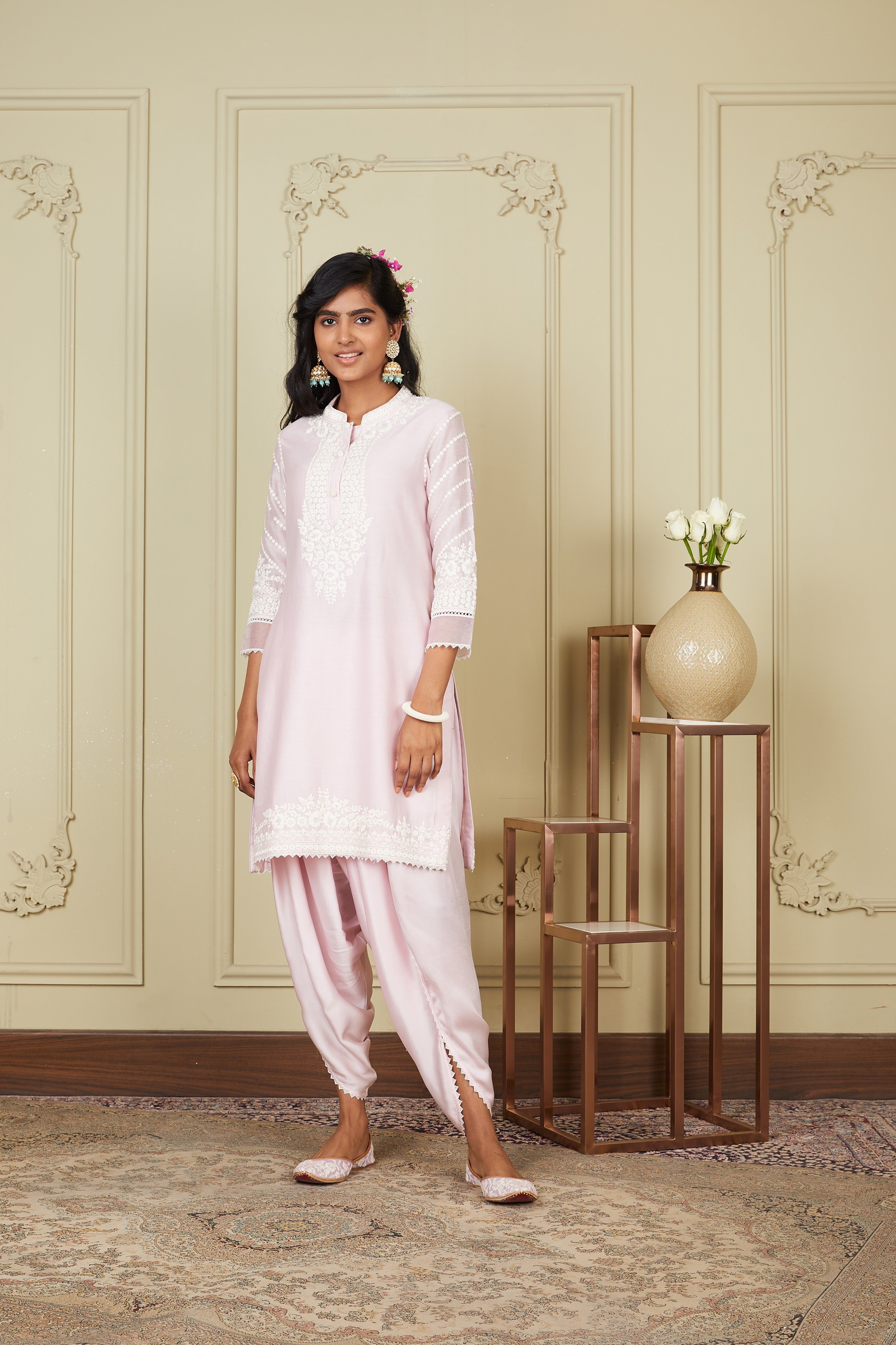 Ayika - Pearl Blush Short Kurta With Dhoti