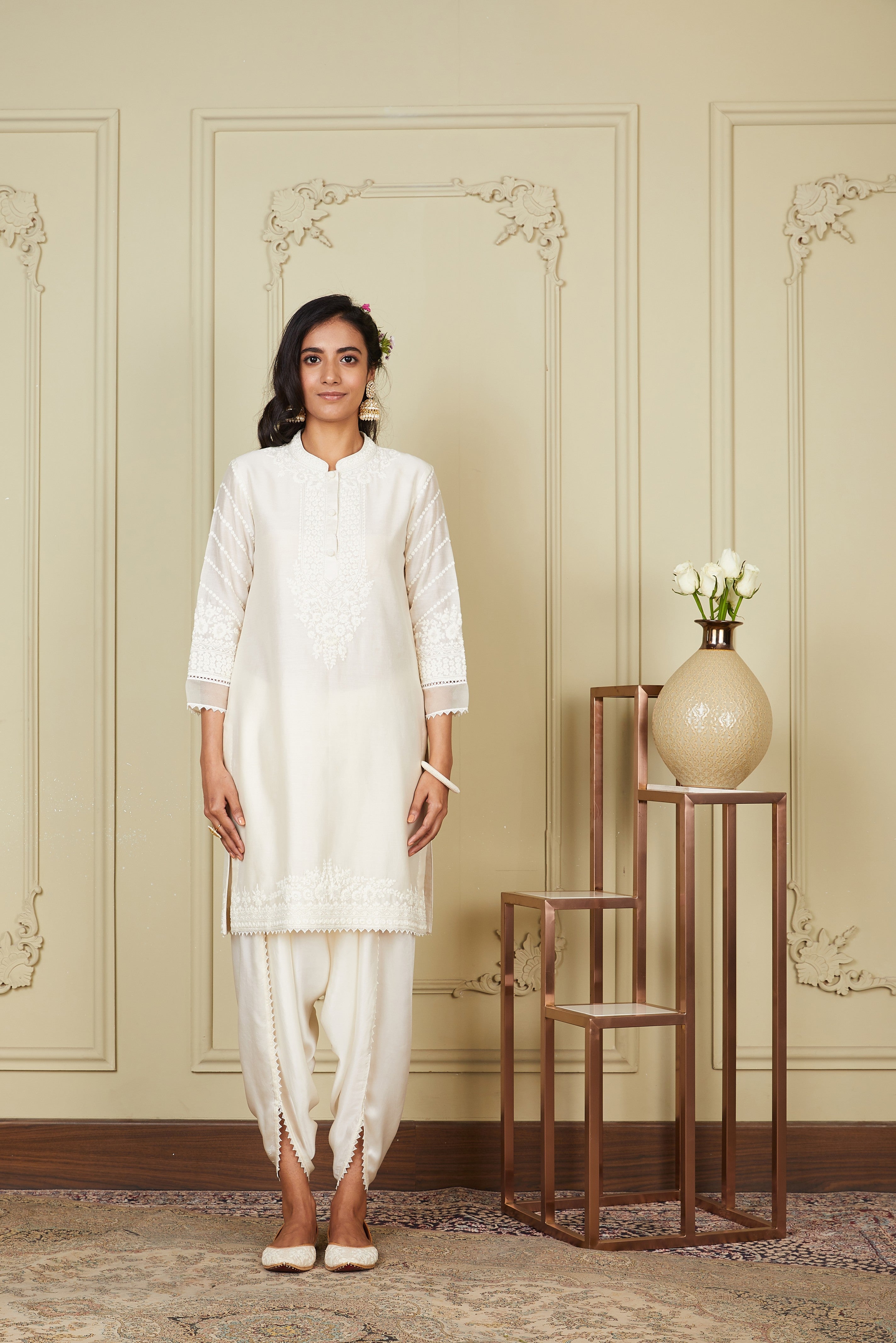 Nushrat Bharucha In Ayika - Daisy Ivory Short Kurta With Dhoti
