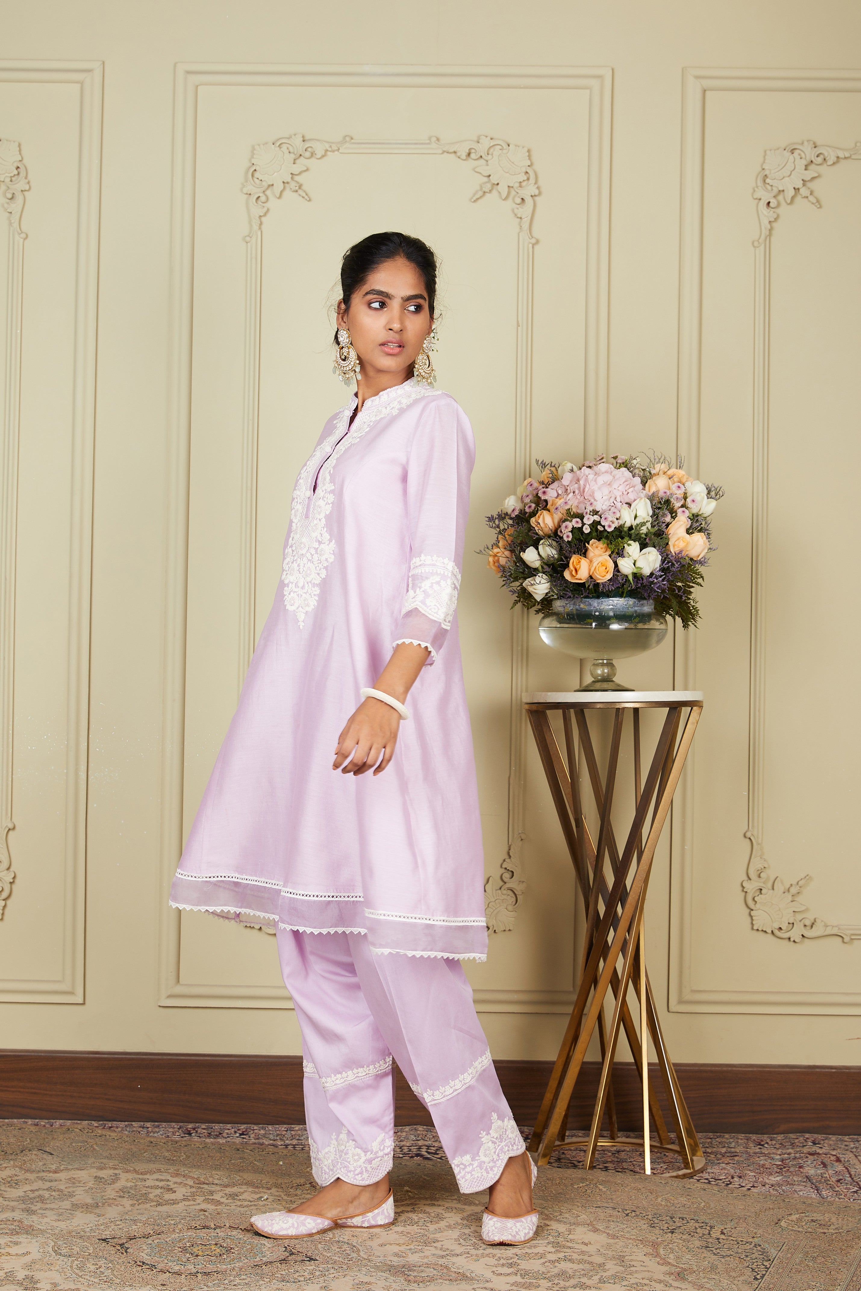 Ryhana - Periwinkle Princess-Cut Short Kurta With Salwar And Dupatta