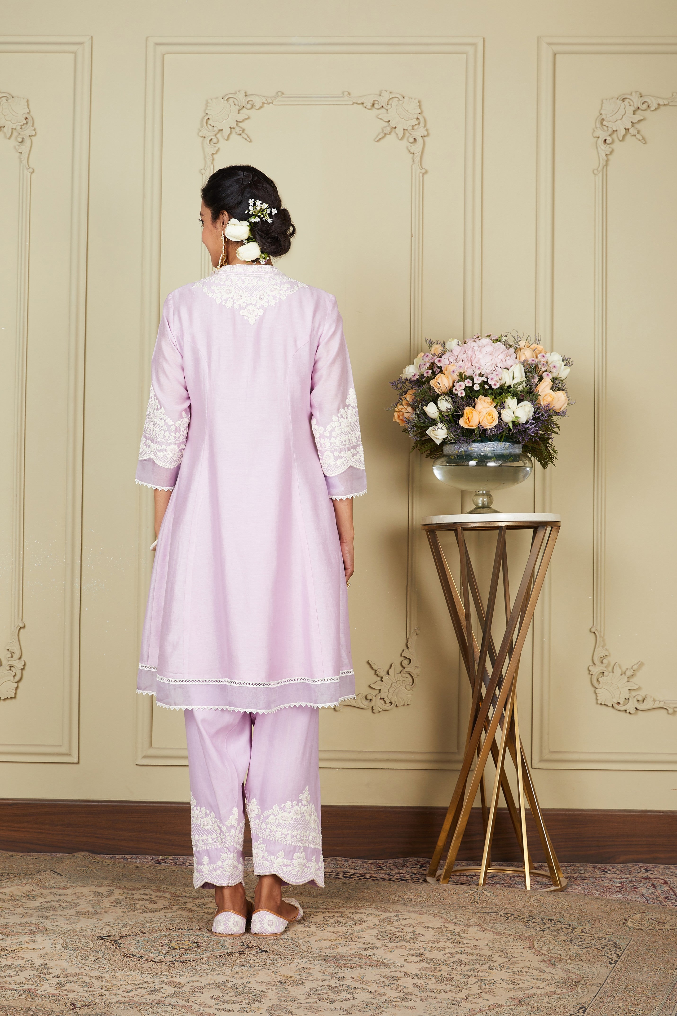 Ruzena - Periwinkle Princess-Cut Short Kurta With Salwar And Dupatta