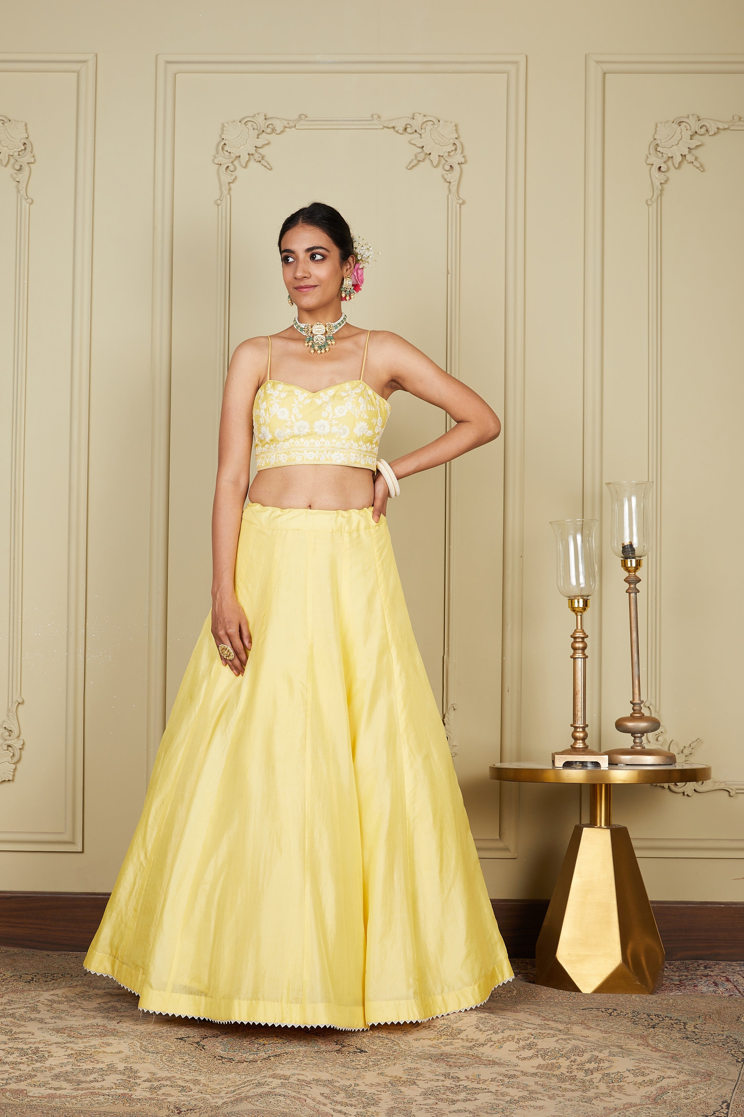 Dhriti Mehra In Samrina - Lemon Yellow Lehenga With Blouse And Dupatta