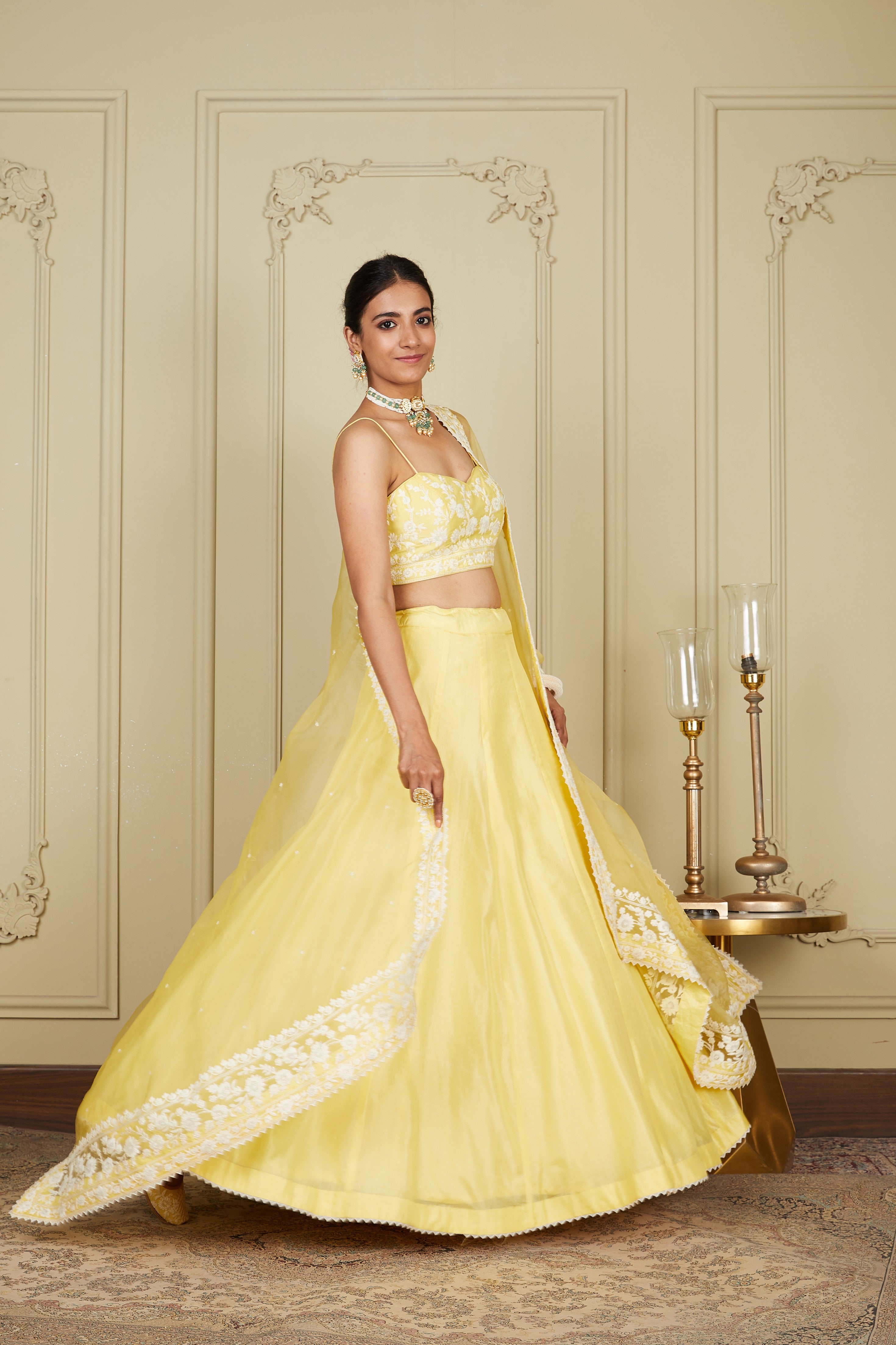 Dhriti Mehra In Samrina - Lemon Yellow Lehenga With Blouse And Dupatta