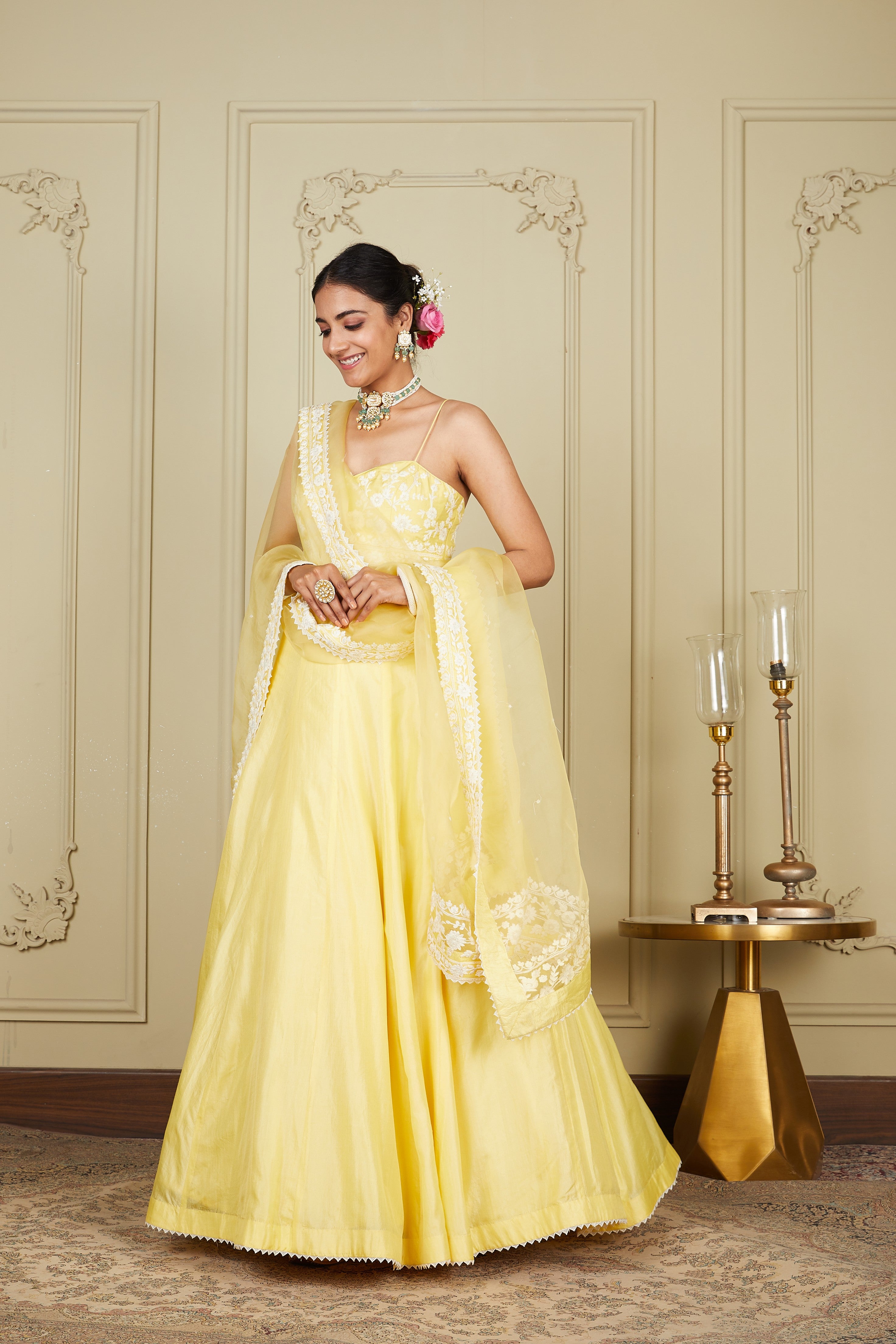 Dhriti Mehra In Samrina - Lemon Yellow Lehenga With Blouse And Dupatta