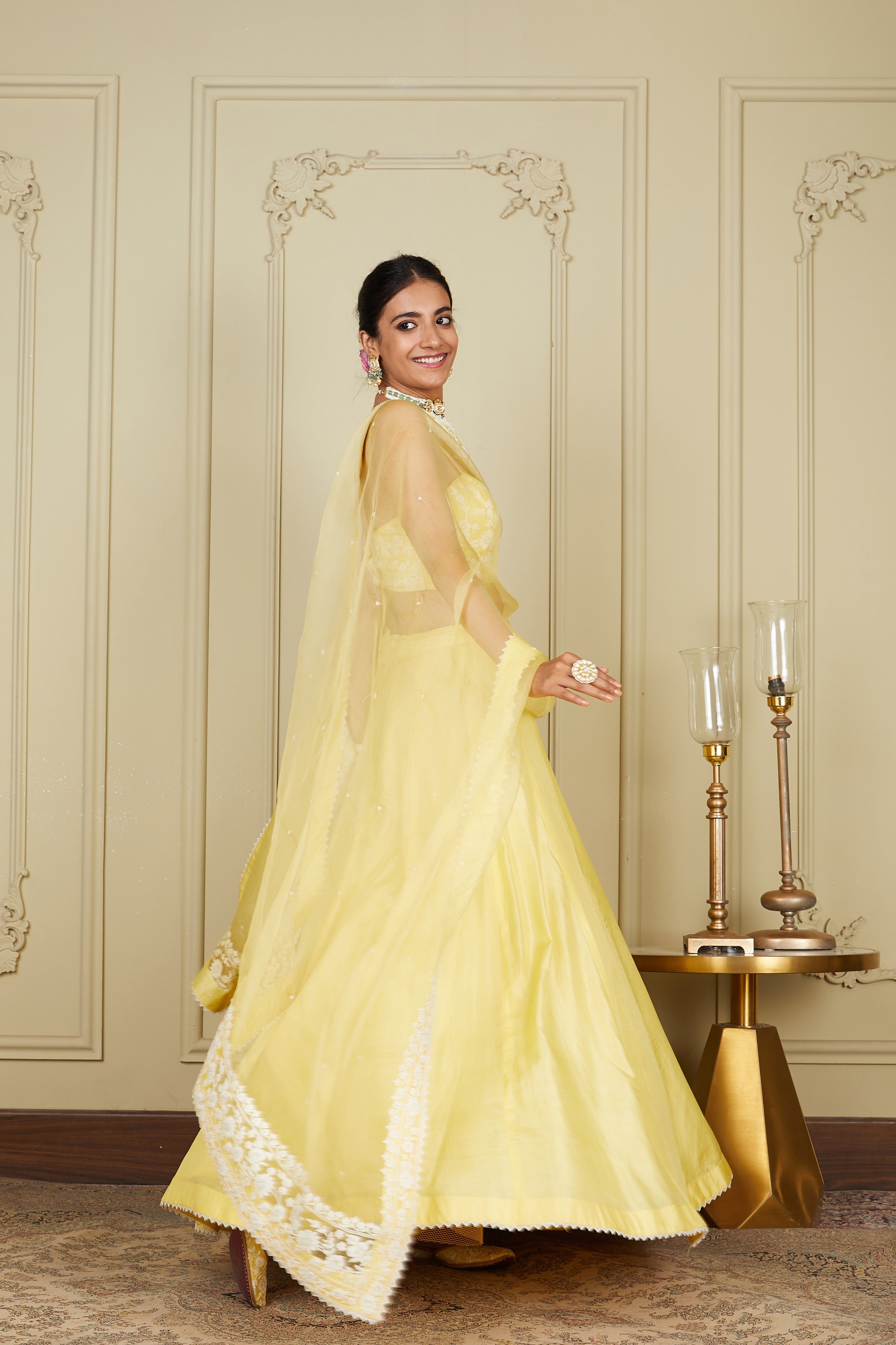 Dhriti Mehra In Samrina - Lemon Yellow Lehenga With Blouse And Dupatta