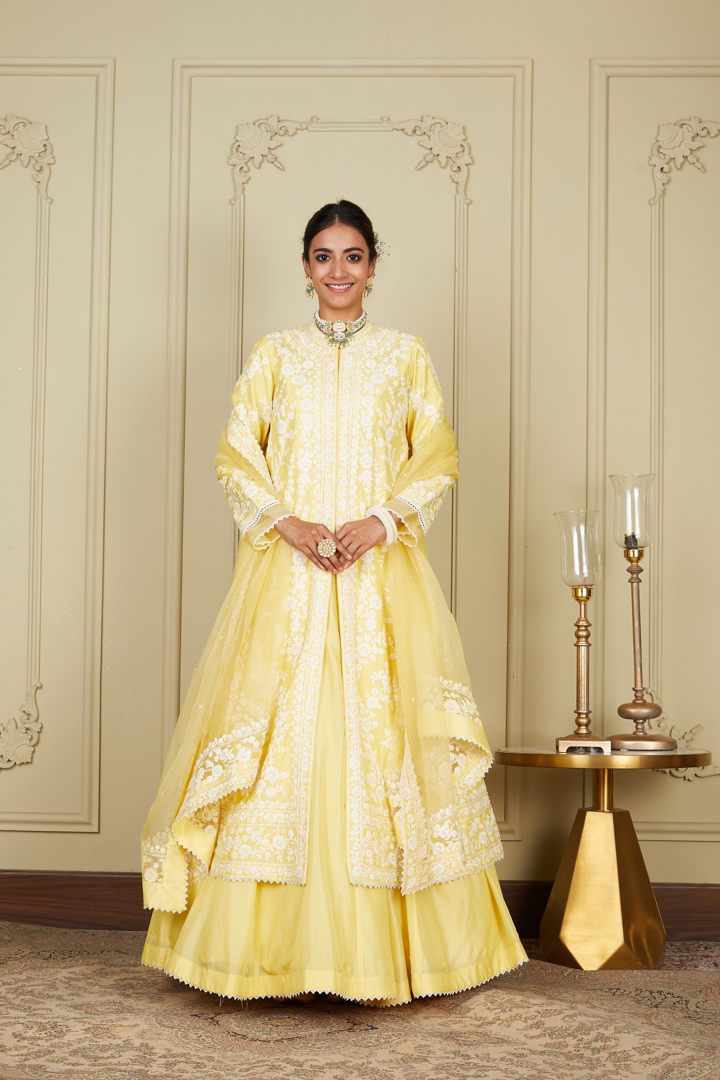 Upasana Ghai In Zahria - Lemon Yellow Jacket, Lehenga With Blouse And Dupatta