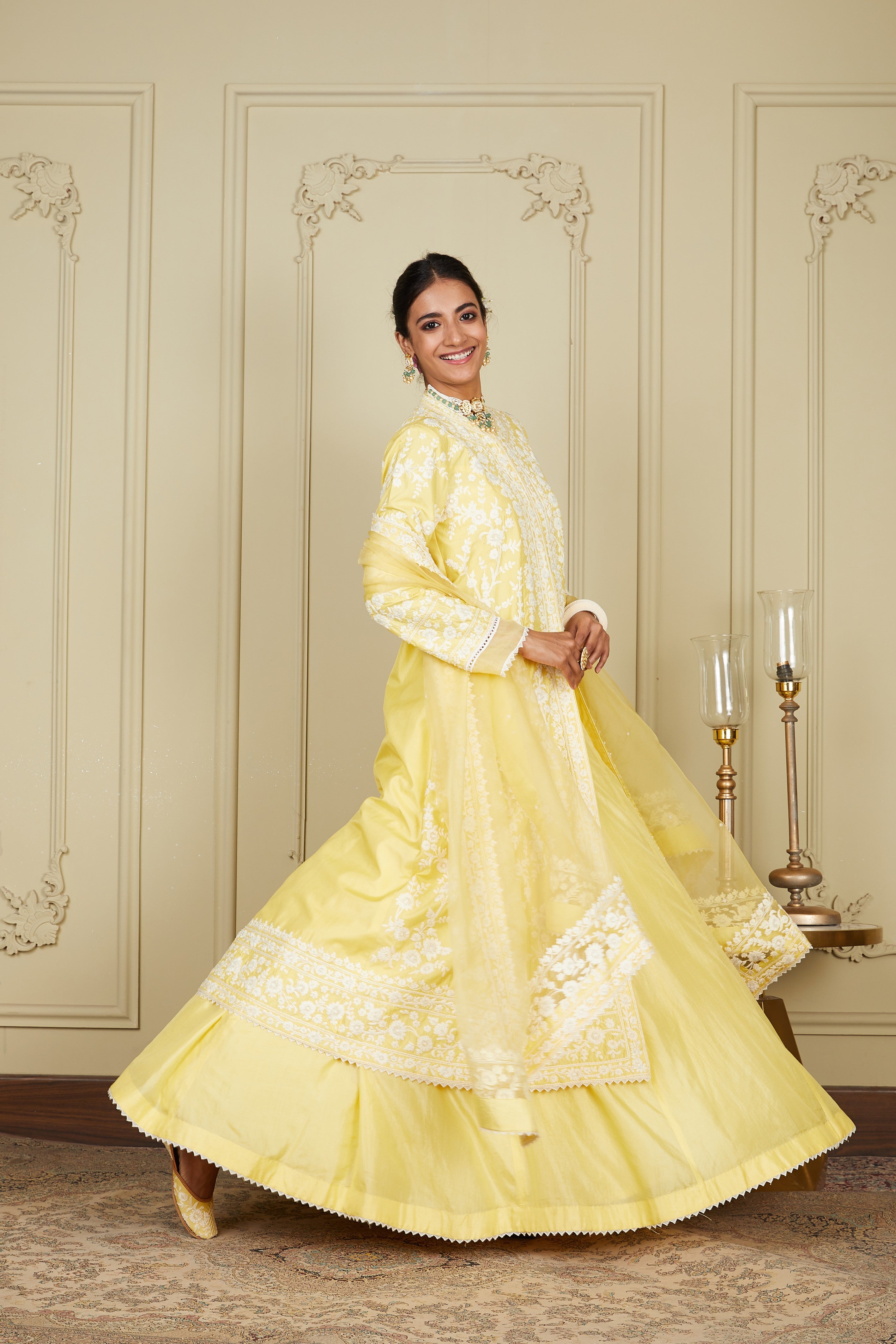 Upasana Ghai In Zahria - Lemon Yellow Jacket, Lehenga With Blouse And Dupatta