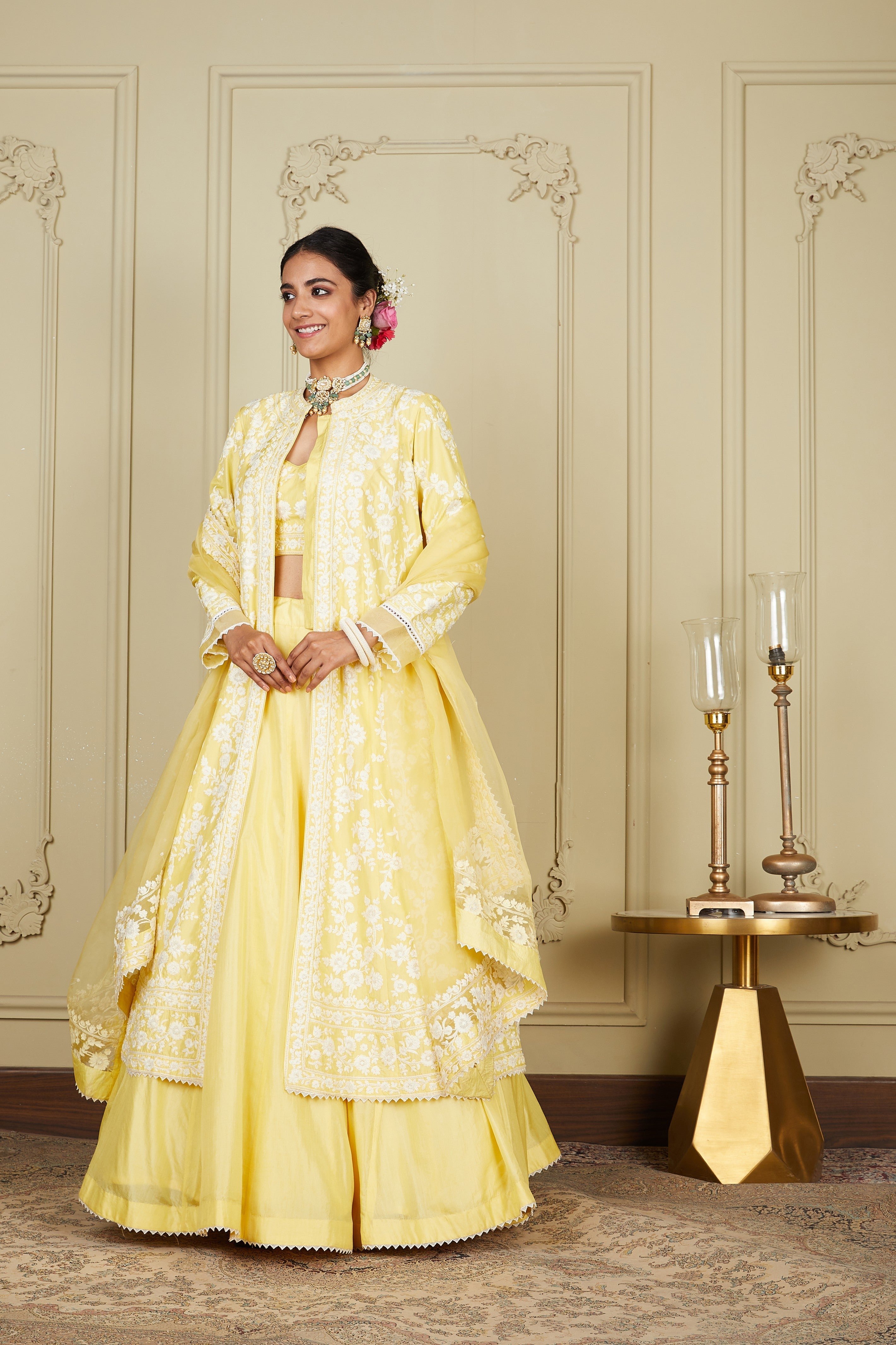 Upasana Ghai In Zahria - Lemon Yellow Jacket, Lehenga With Blouse And Dupatta