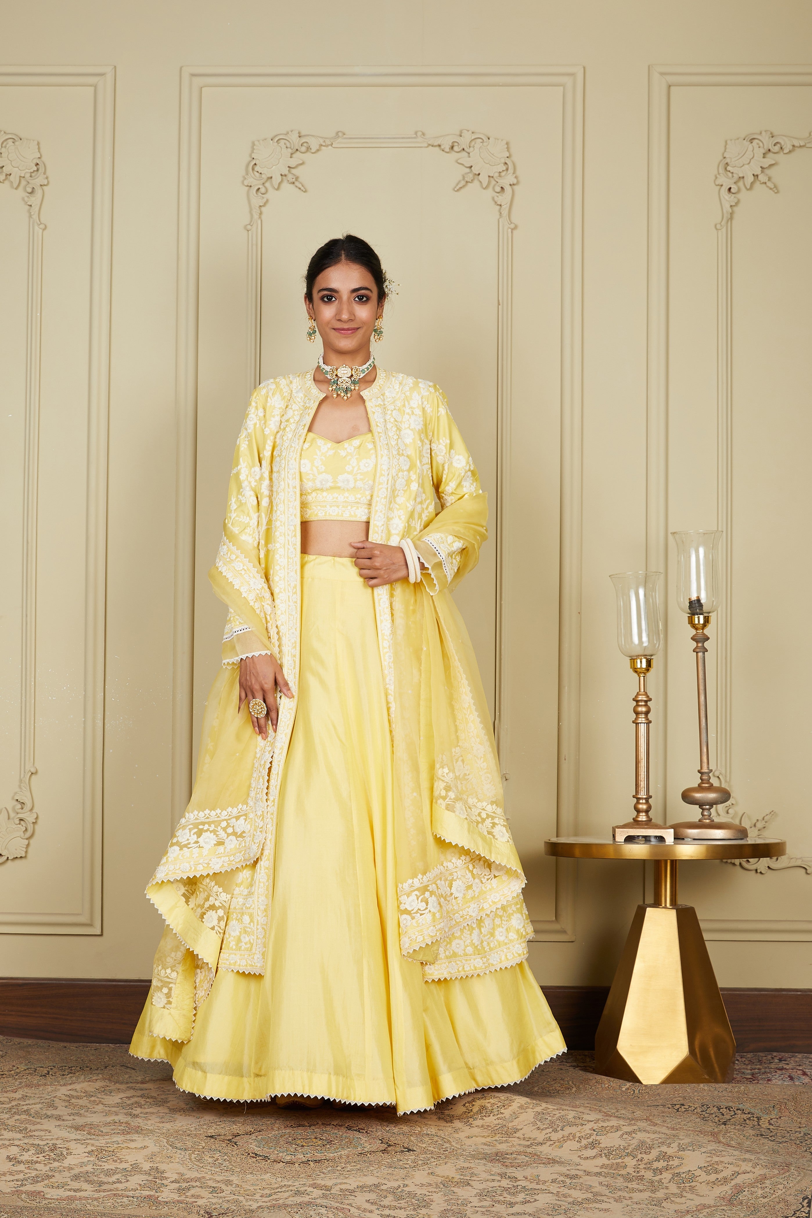 Upasana Ghai In Zahria - Lemon Yellow Jacket, Lehenga With Blouse And Dupatta