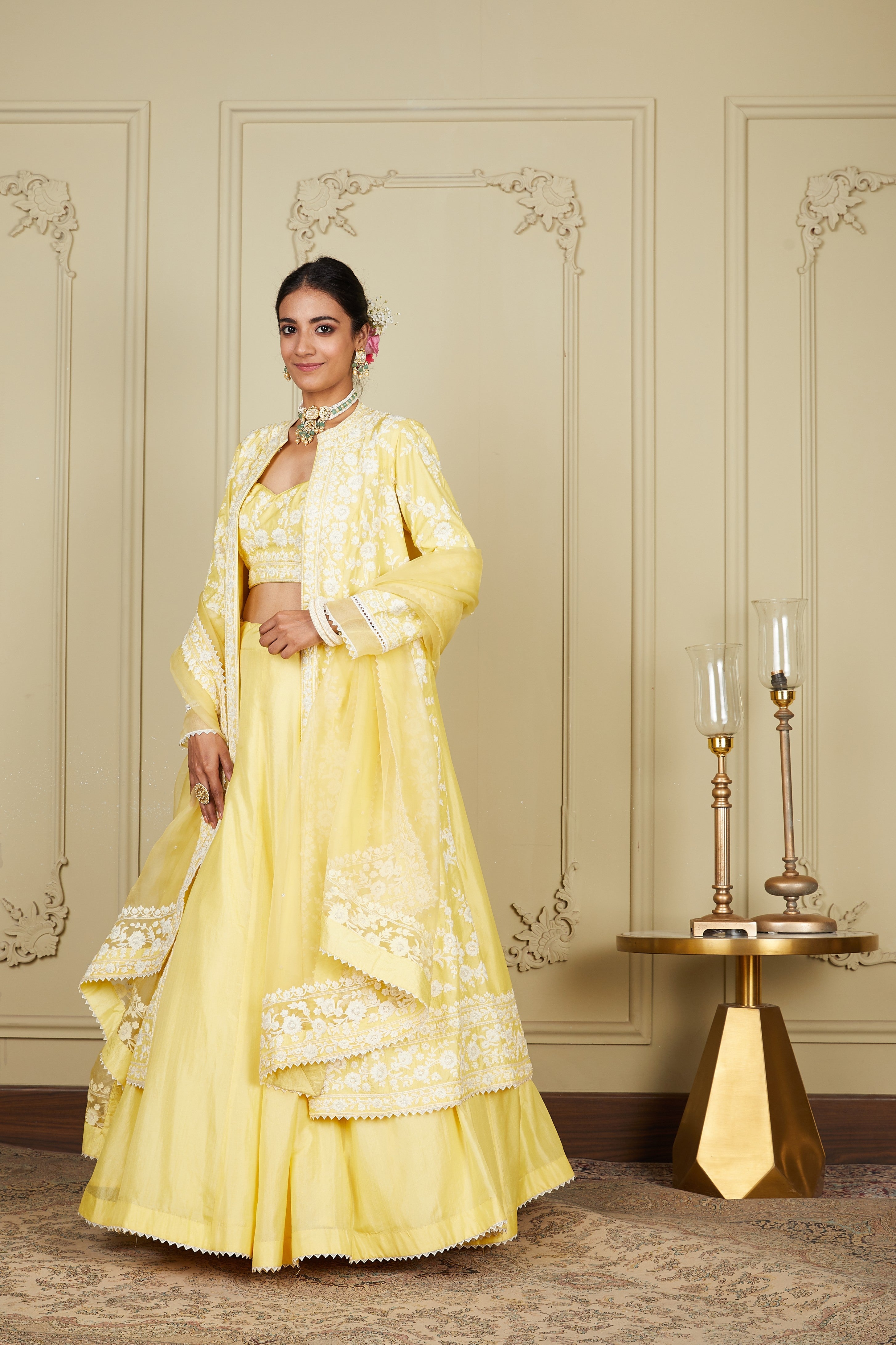 Upasana Ghai In Zahria - Lemon Yellow Jacket, Lehenga With Blouse And Dupatta