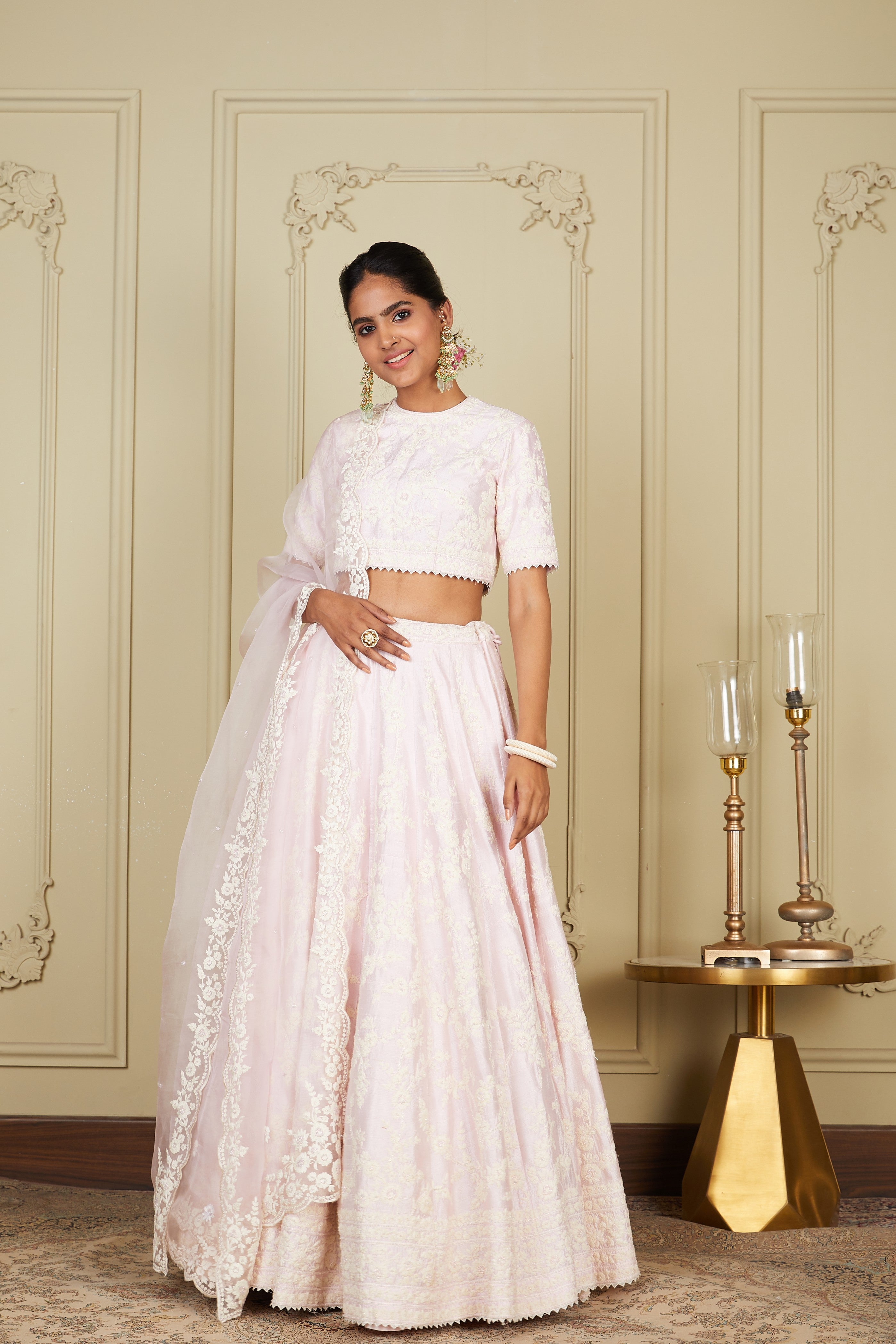 Myra - Pearl Blush Lehenga With Blouse And Dupatta