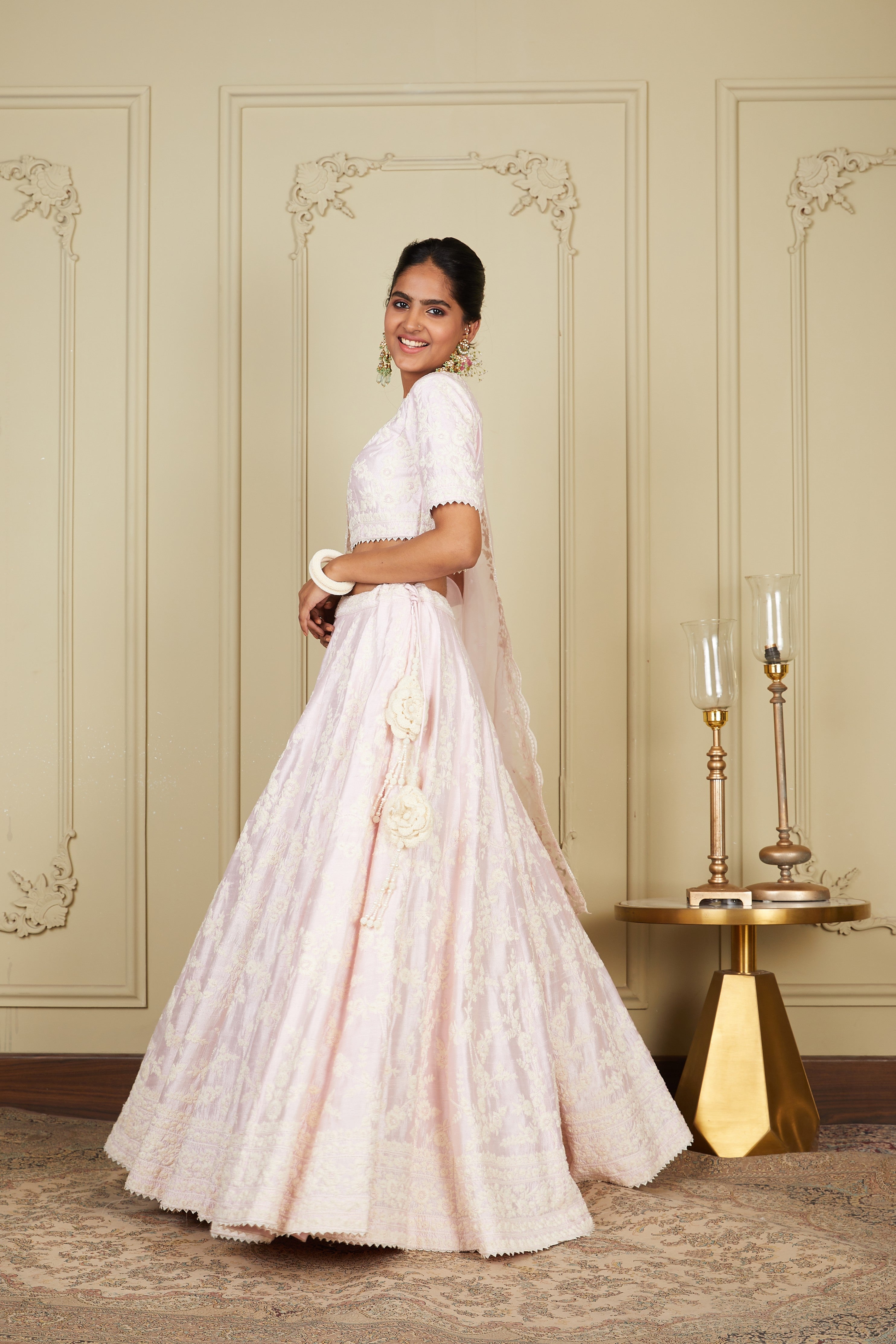 Myra - Pearl Blush Lehenga With Blouse And Dupatta