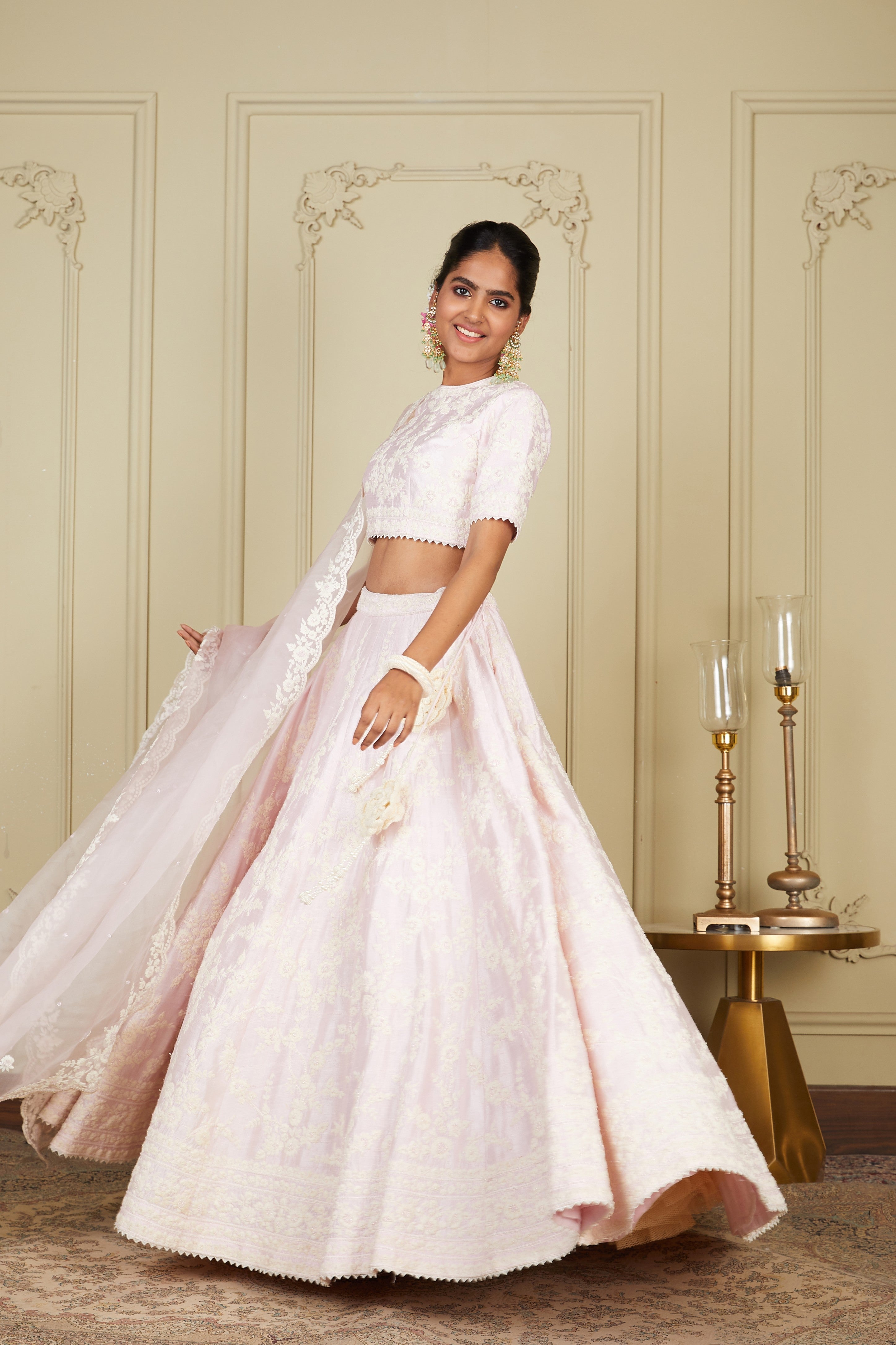 Myra - Pearl Blush Lehenga With Blouse And Dupatta