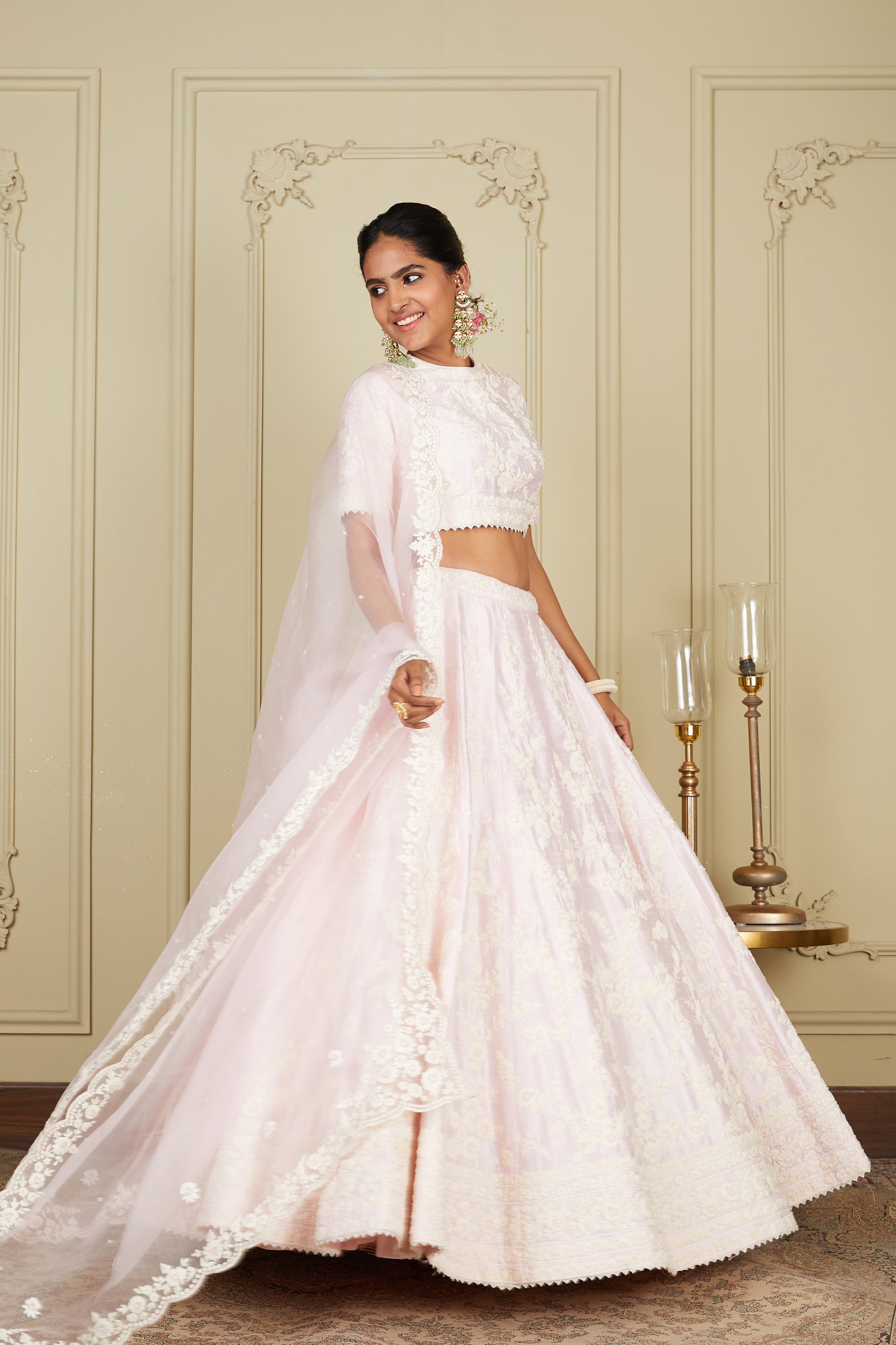 Myra - Pearl Blush Lehenga With Blouse And Dupatta