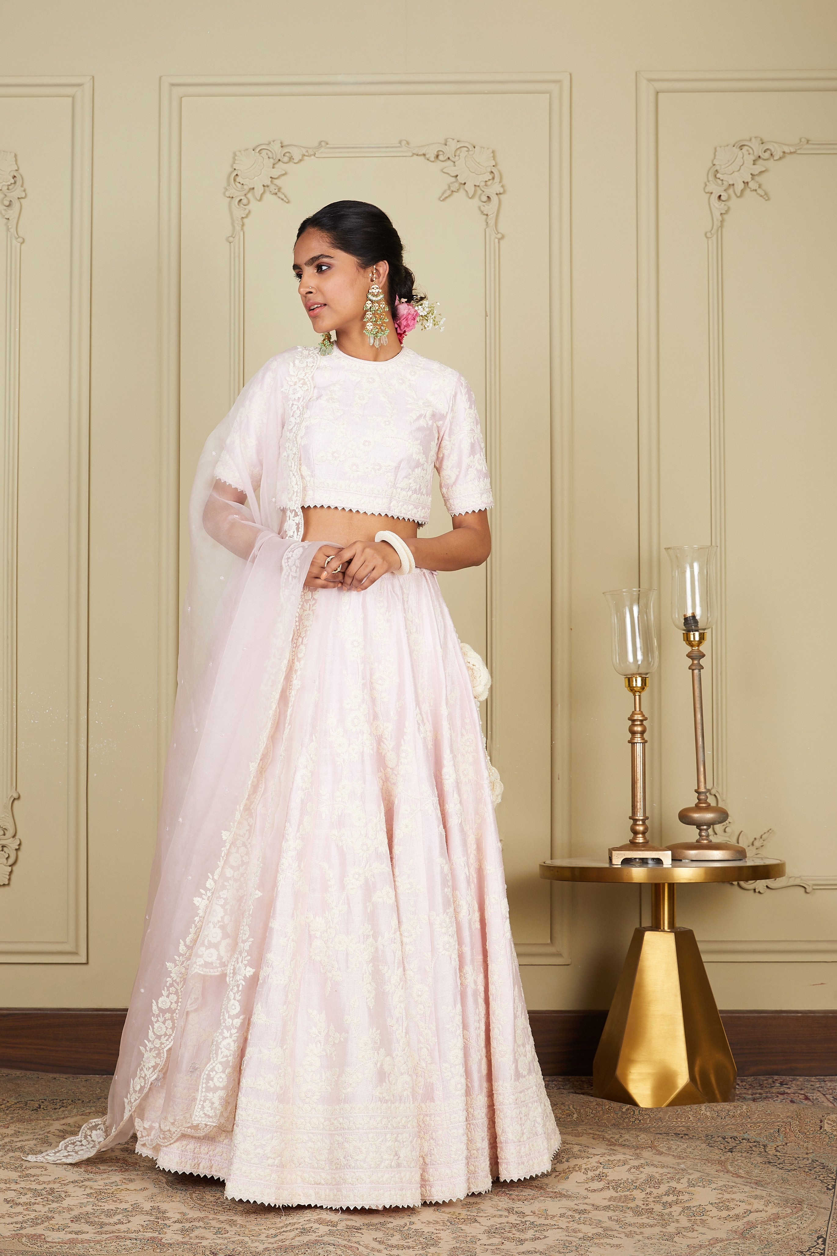Myra - Pearl Blush Lehenga With Blouse And Dupatta