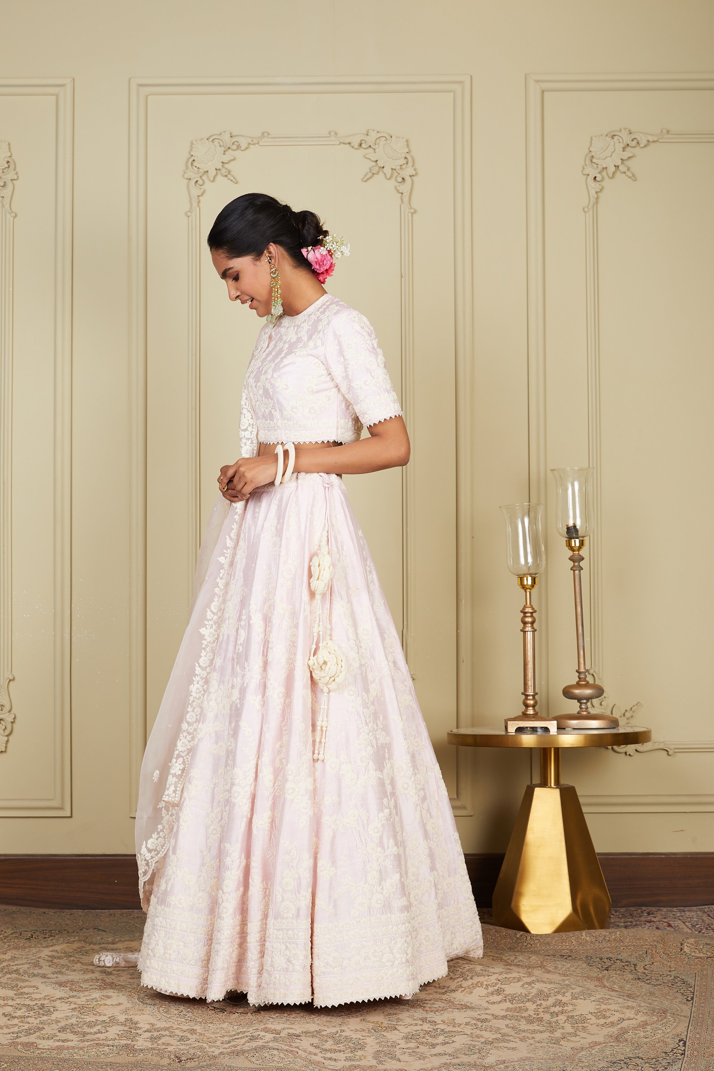 Myra - Pearl Blush Lehenga With Blouse And Dupatta