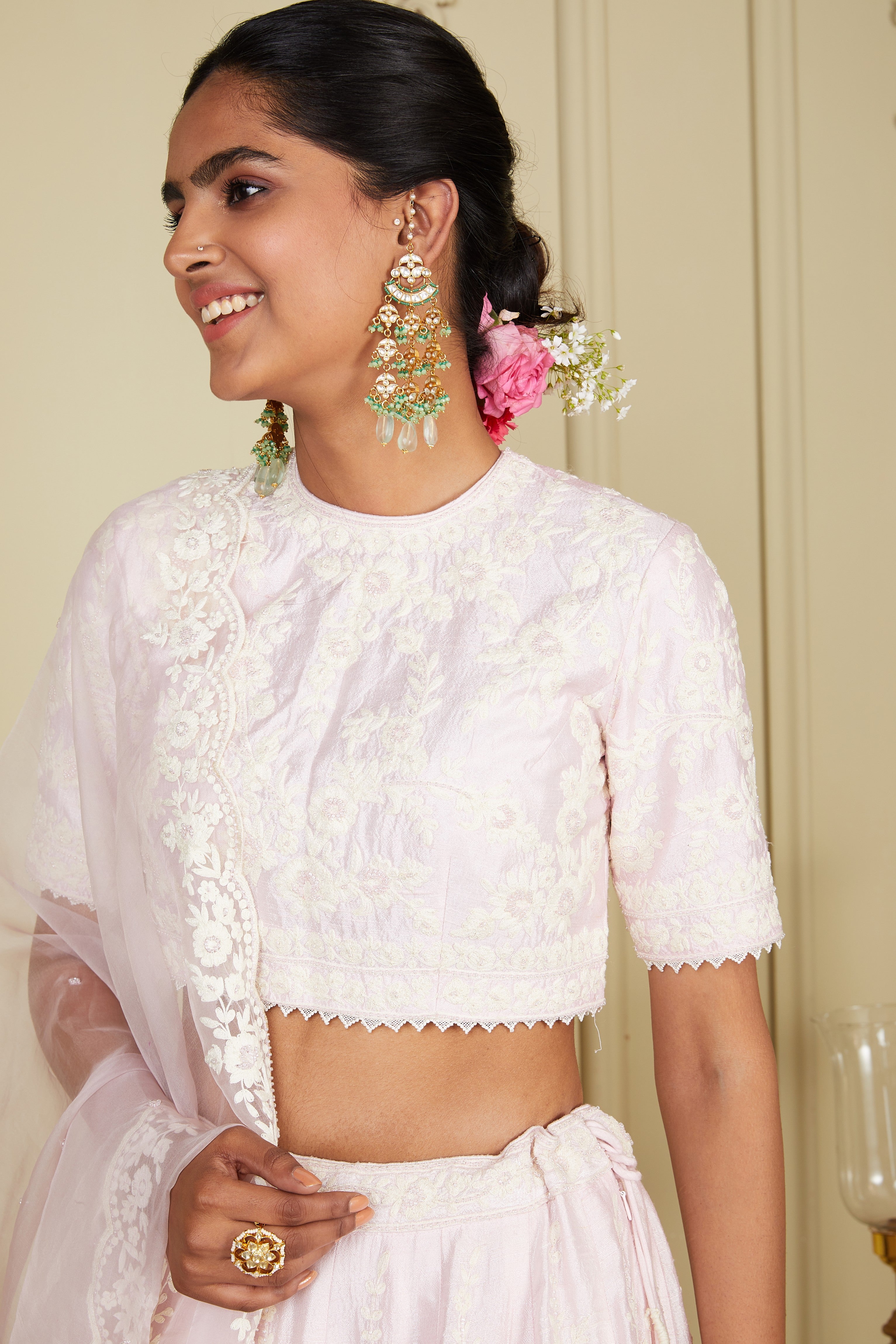 Myra - Pearl Blush Lehenga With Blouse And Dupatta