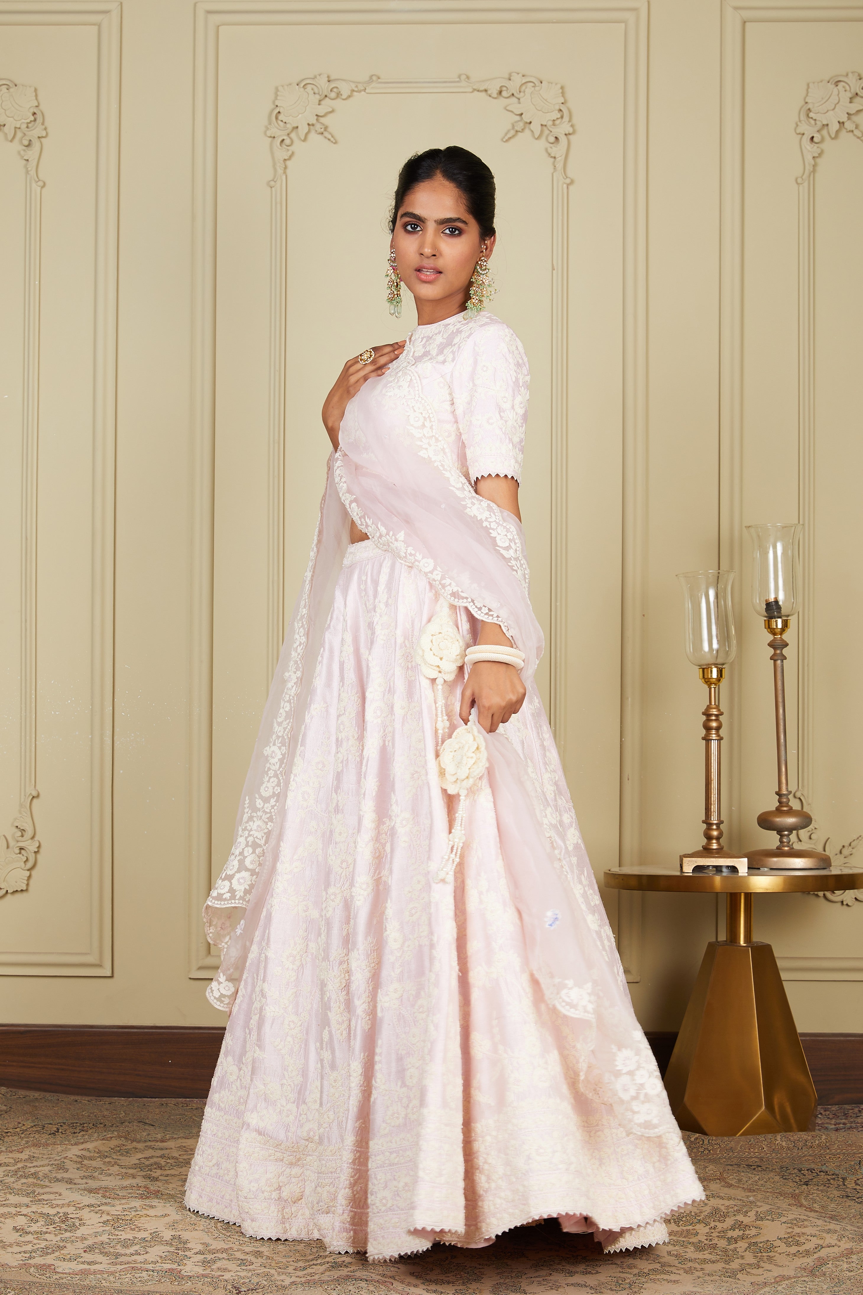 Myra - Pearl Blush Lehenga With Blouse And Dupatta