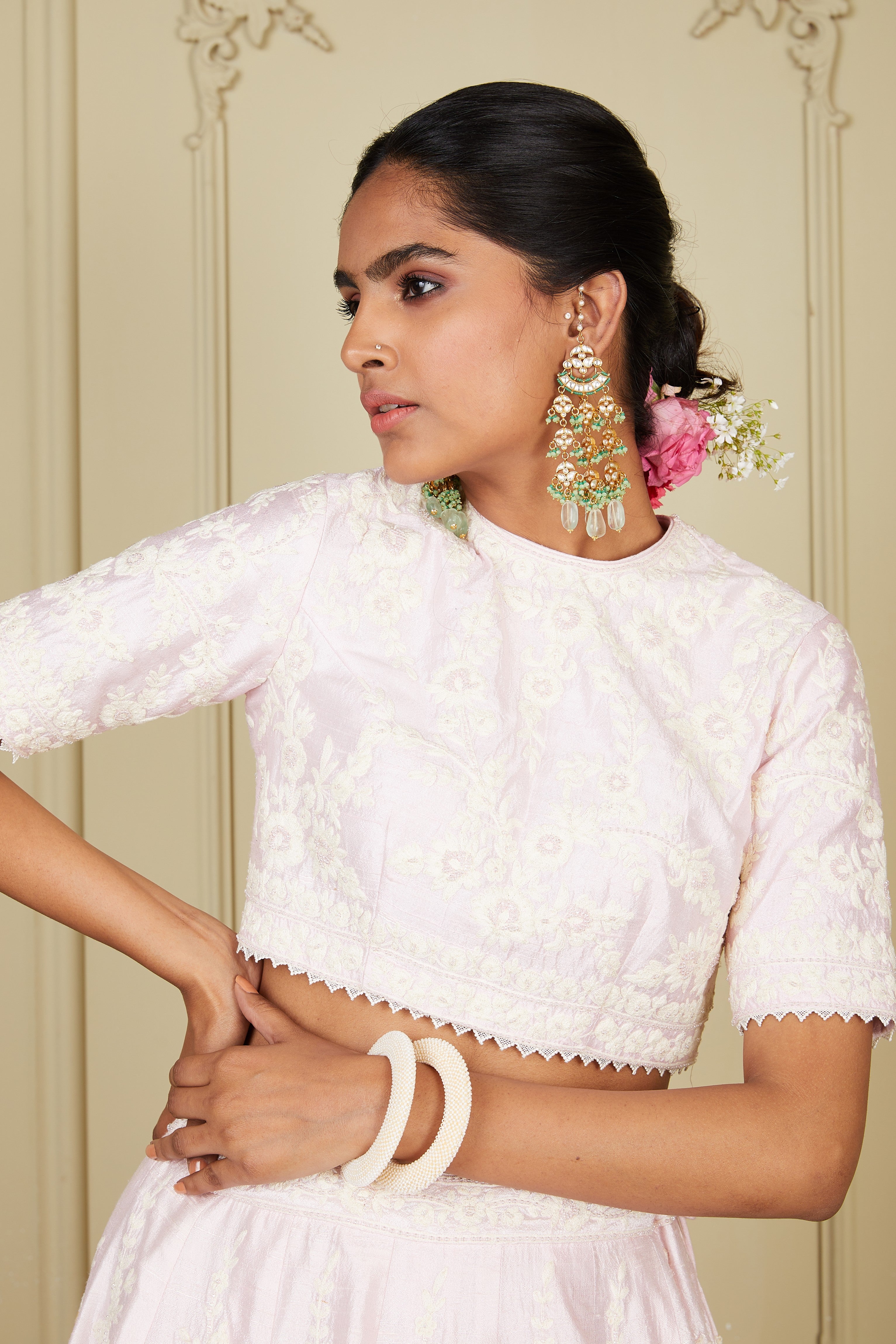 Myra - Pearl Blush Lehenga With Blouse And Dupatta