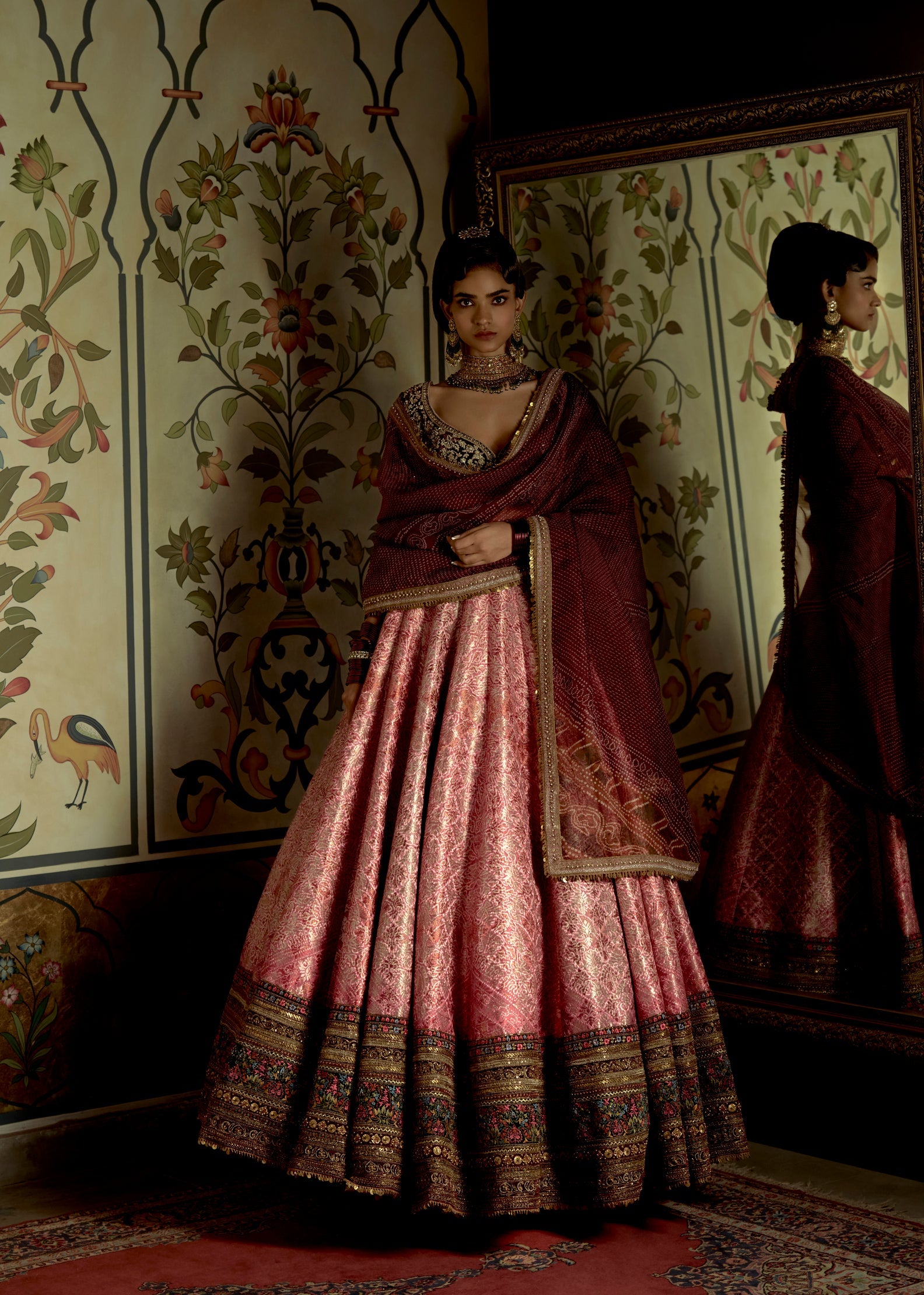 Pink Bandhni Lehenga Set