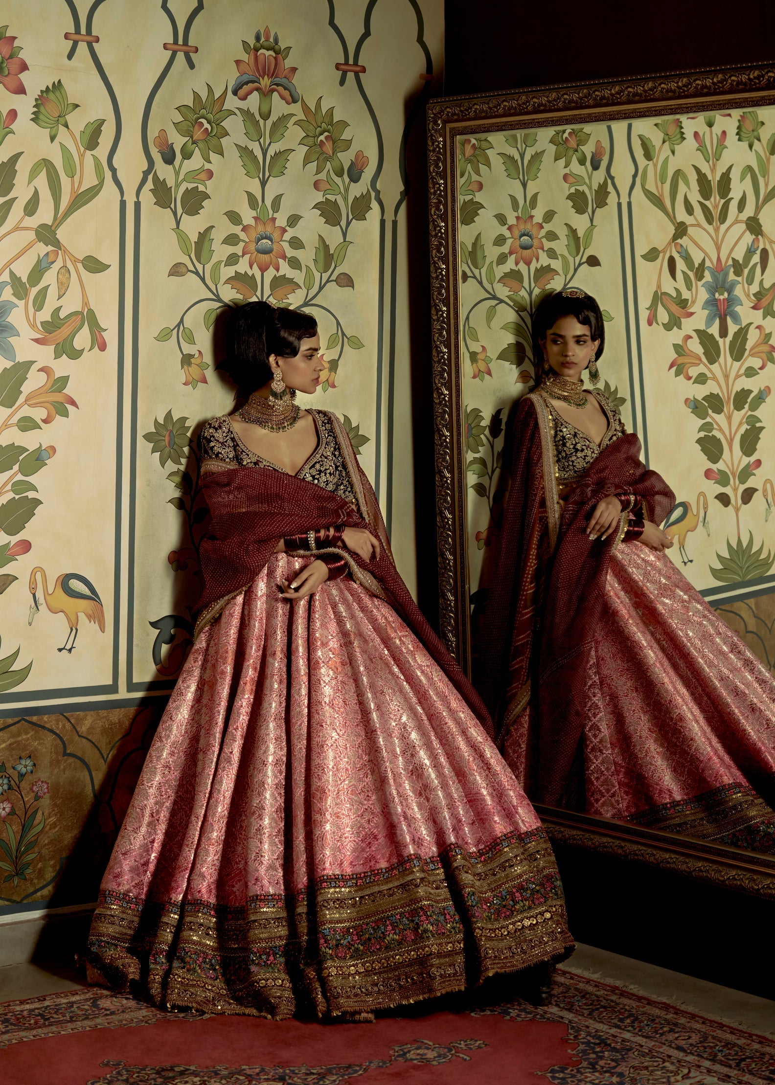 Pink Bandhni Lehenga Set