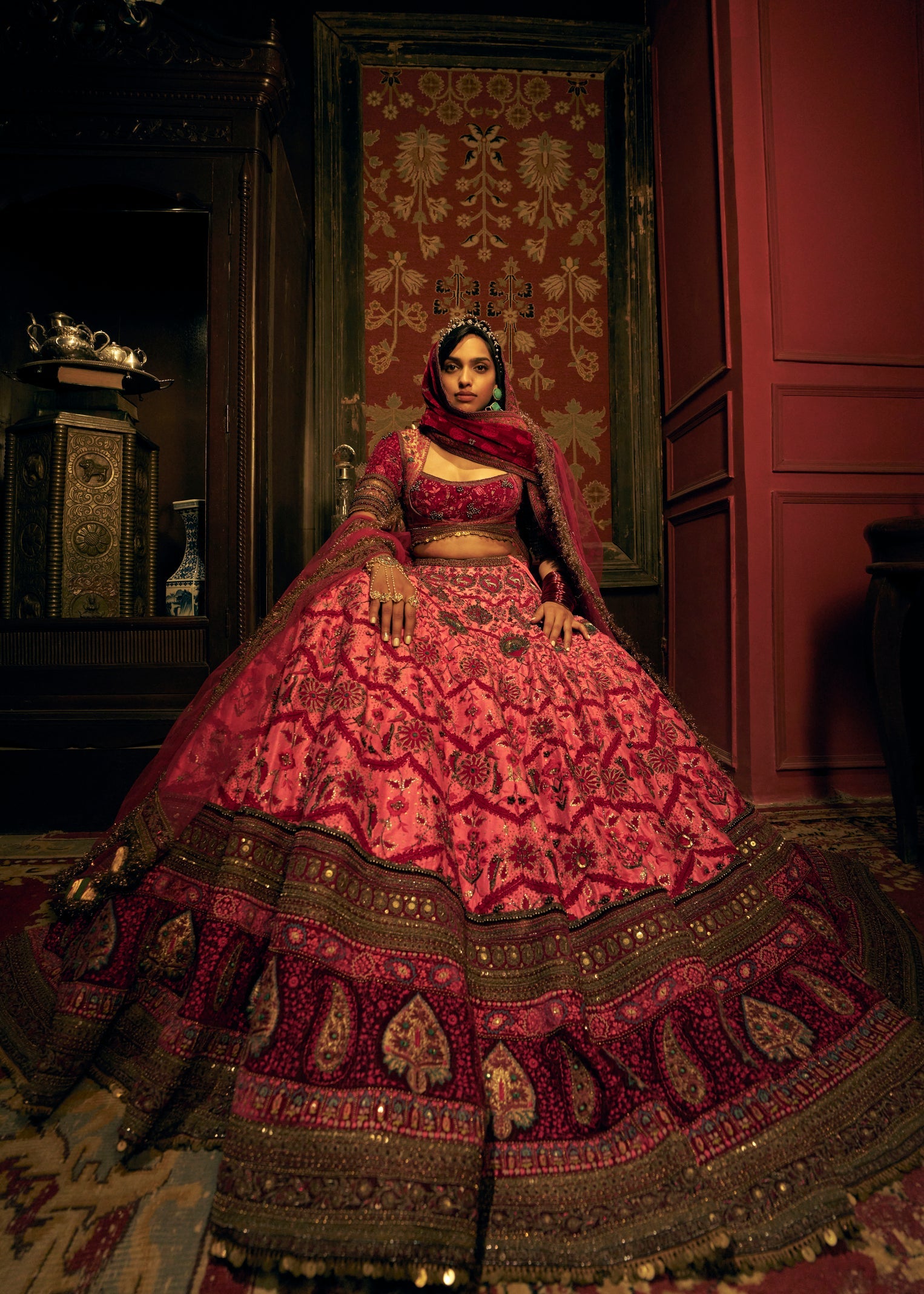 Camellia Rose Rawsilk Lehenga Set