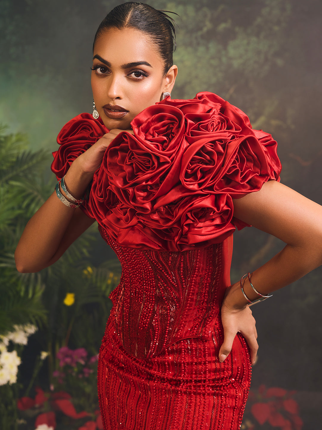 Bellerose Gown With Cape Red