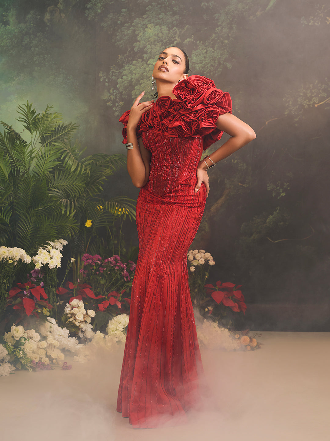 Bellerose Gown With Cape Red