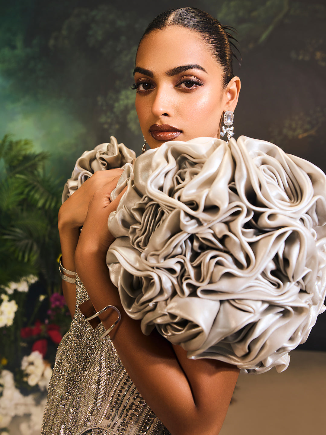Bellerose Gown With Cape Silver