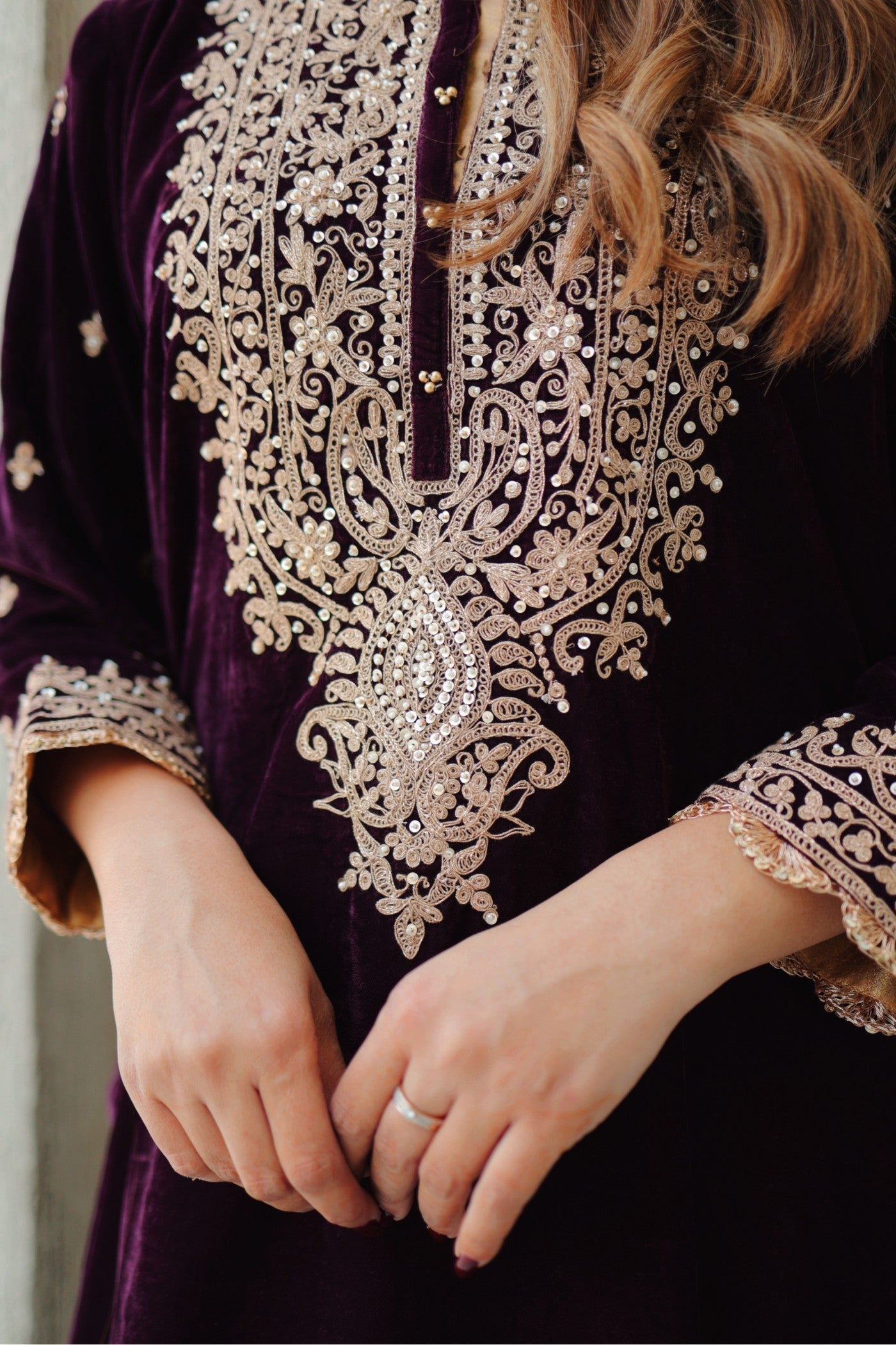 Naima - Silk Velvet Short Kurta With Salwar