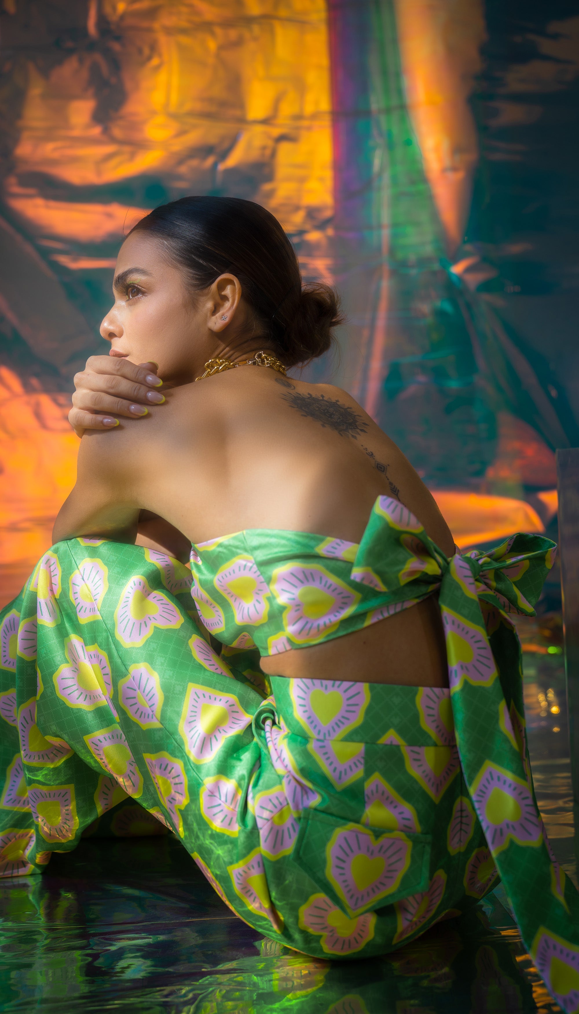 Green Ring Bralette In Blinding Hearts