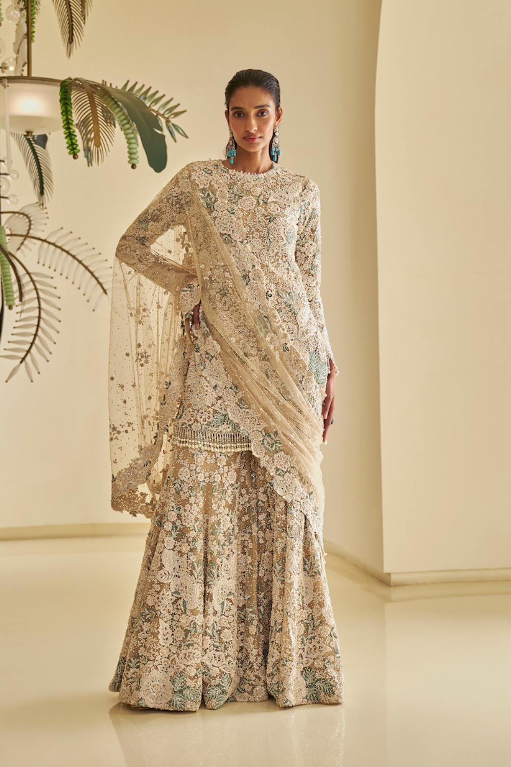 Aashna Shroff In Nude Floral Sharara Set
