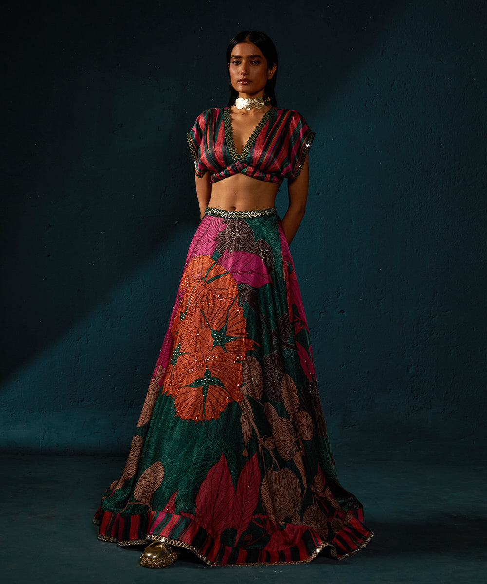 Bottle Green Lehenga Set