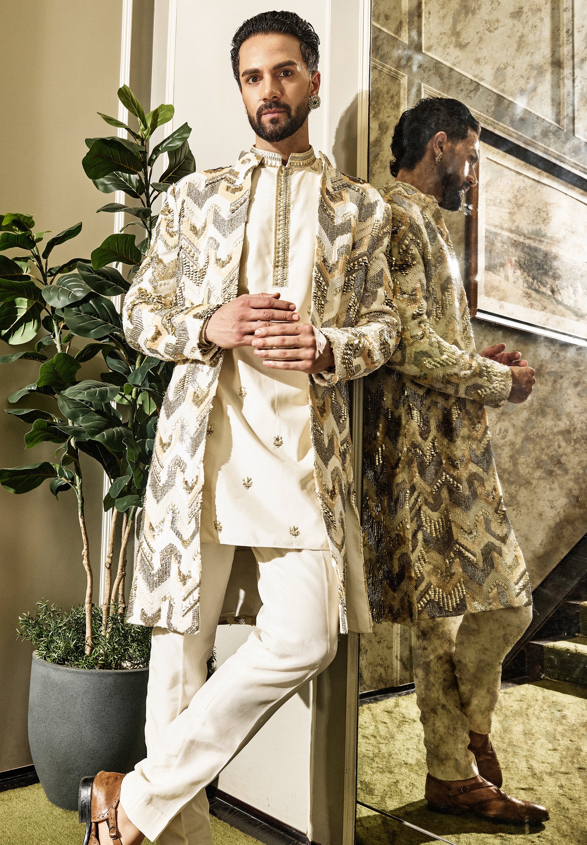 Vayu Chevron Sherwani Set