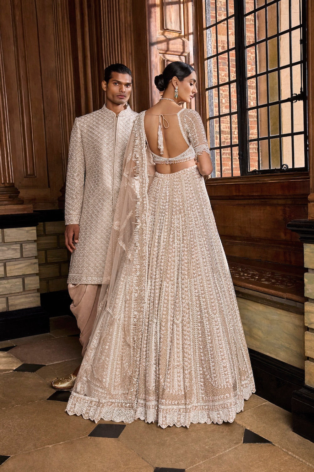 Champagne Thread Sequin Sherwani Set