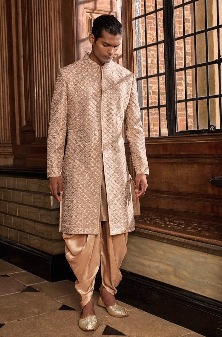 Champagne Thread Sequin Sherwani Set
