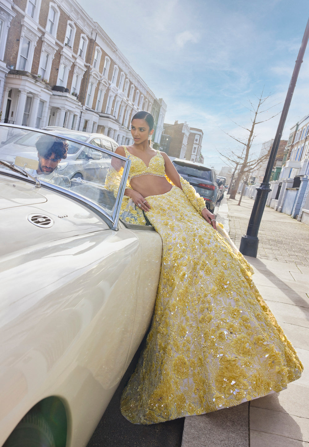 Sara Ali Khan In Yellow Floral Lehenga Set