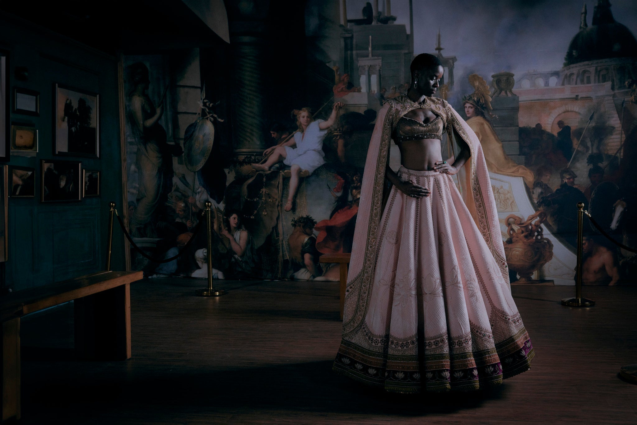 Golden Peach Lehenga Jacket Set