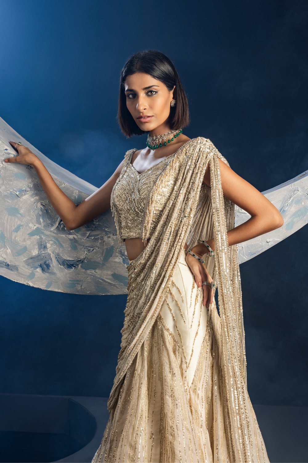 Moonlit Echo Saree