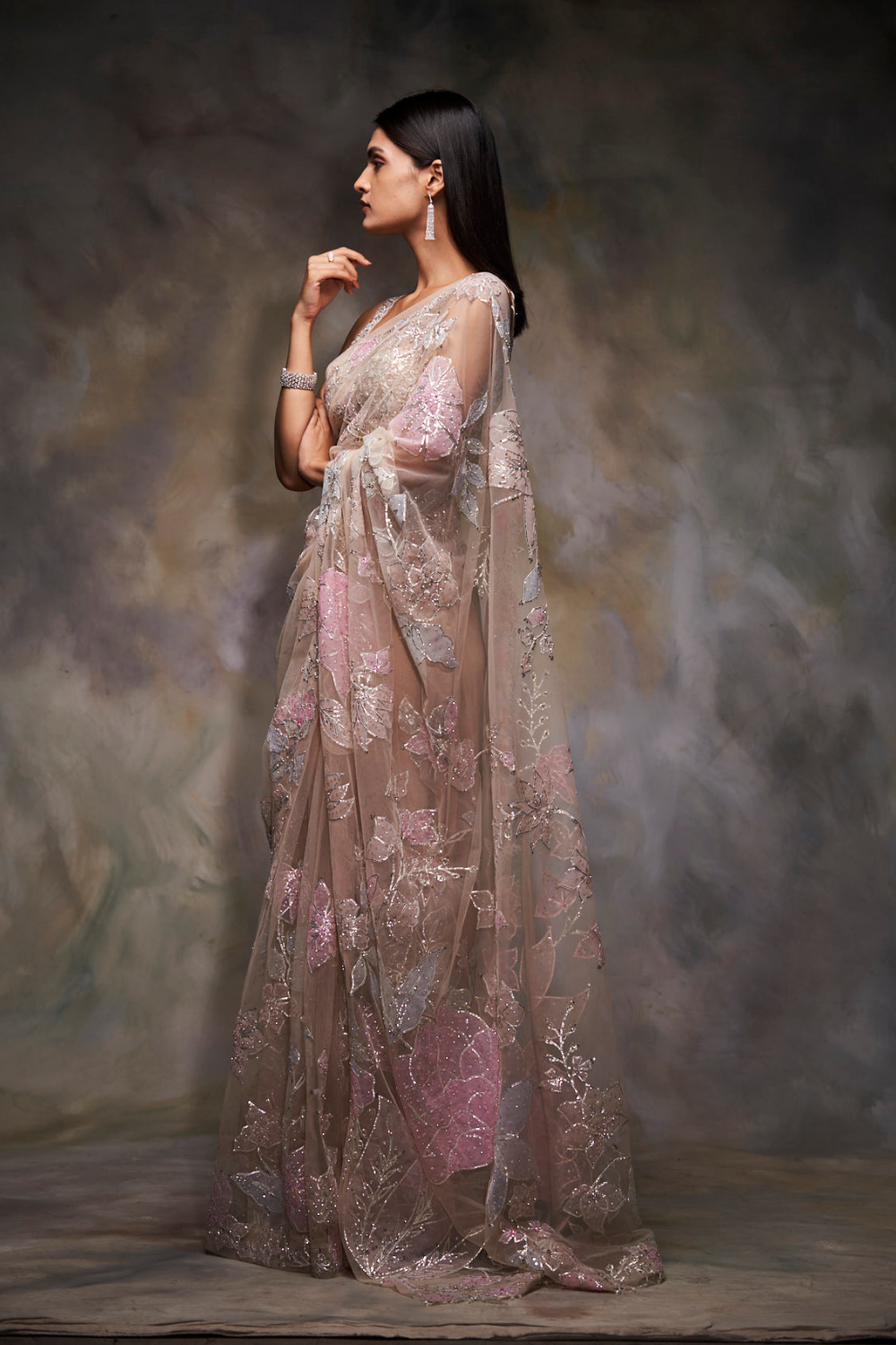 Biege Floral Saree