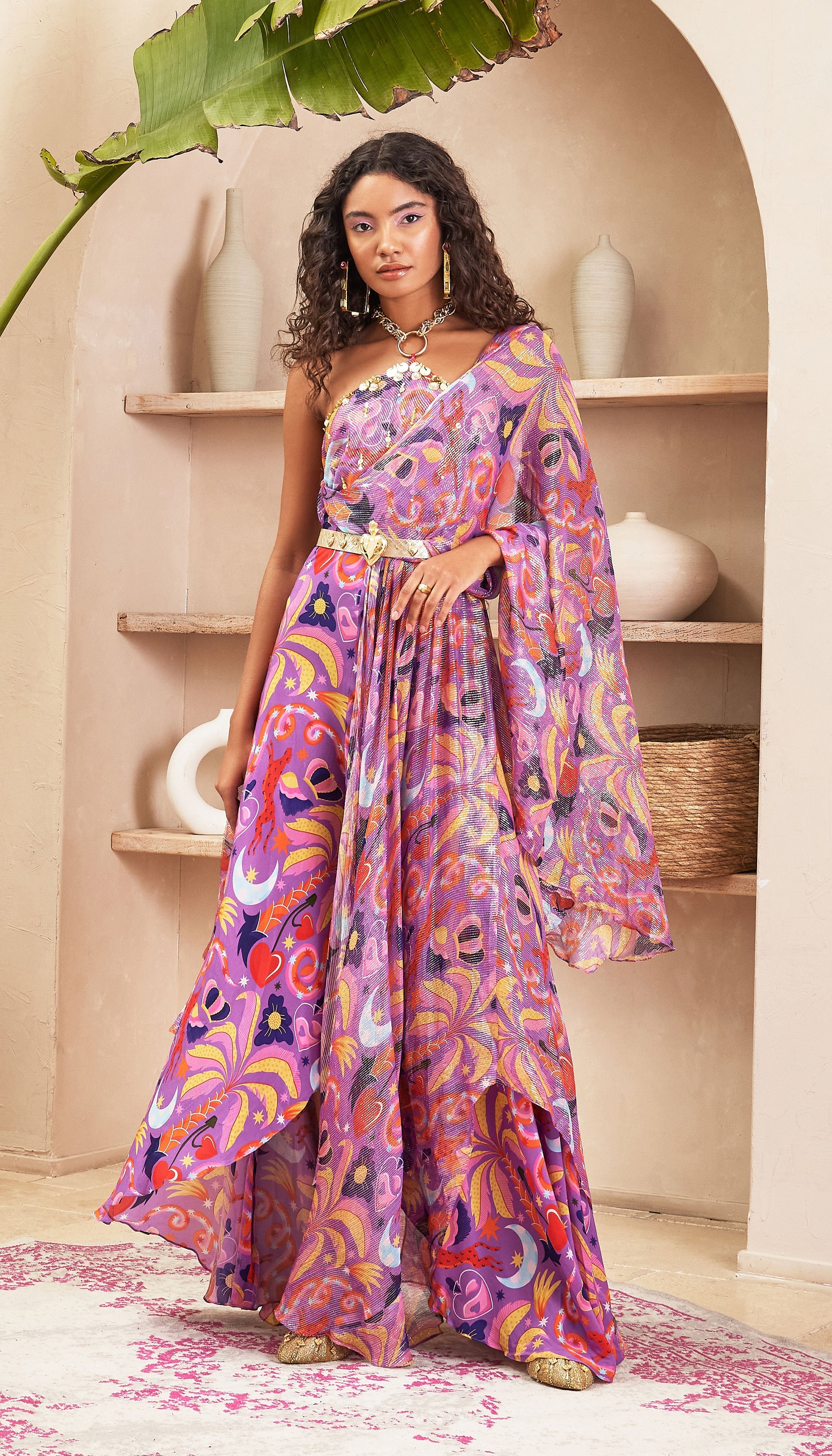Abigail - Lilac Saree Draped Jumpsuit