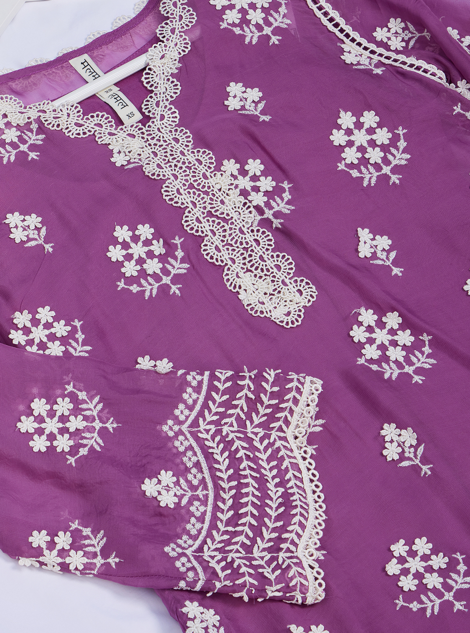 Mulmul Organza Aruni Lilac Kurta With Mulmul Pima Aruni Lilac Pant