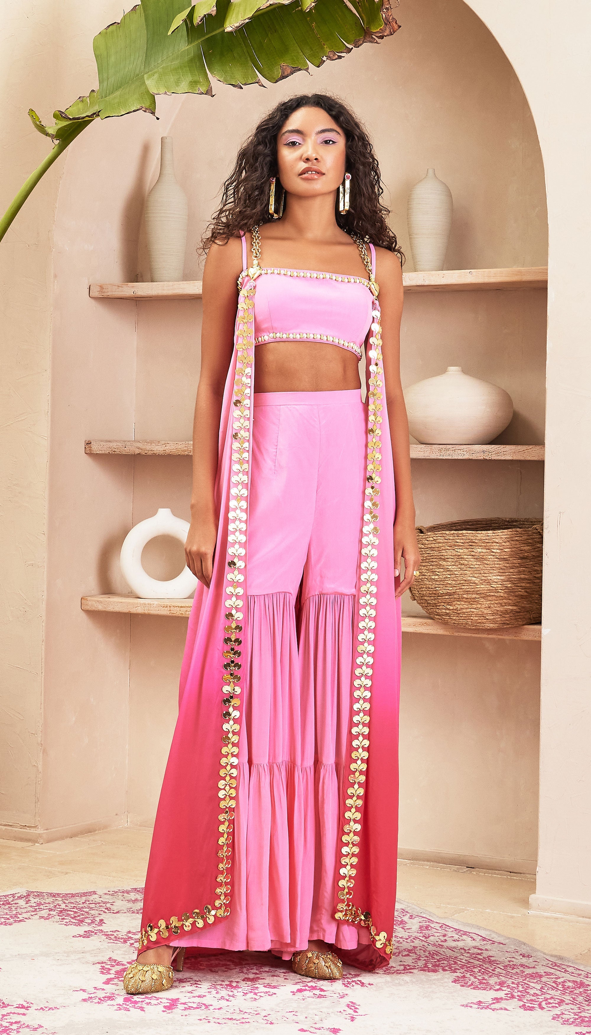 Ashlynn - Pink Ombre Jacket With Bustier & Pant