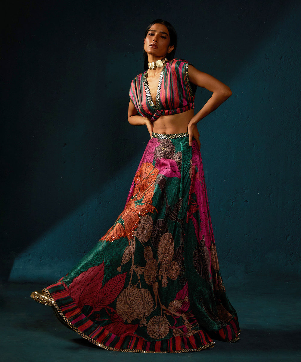Bottle Green Lehenga Set