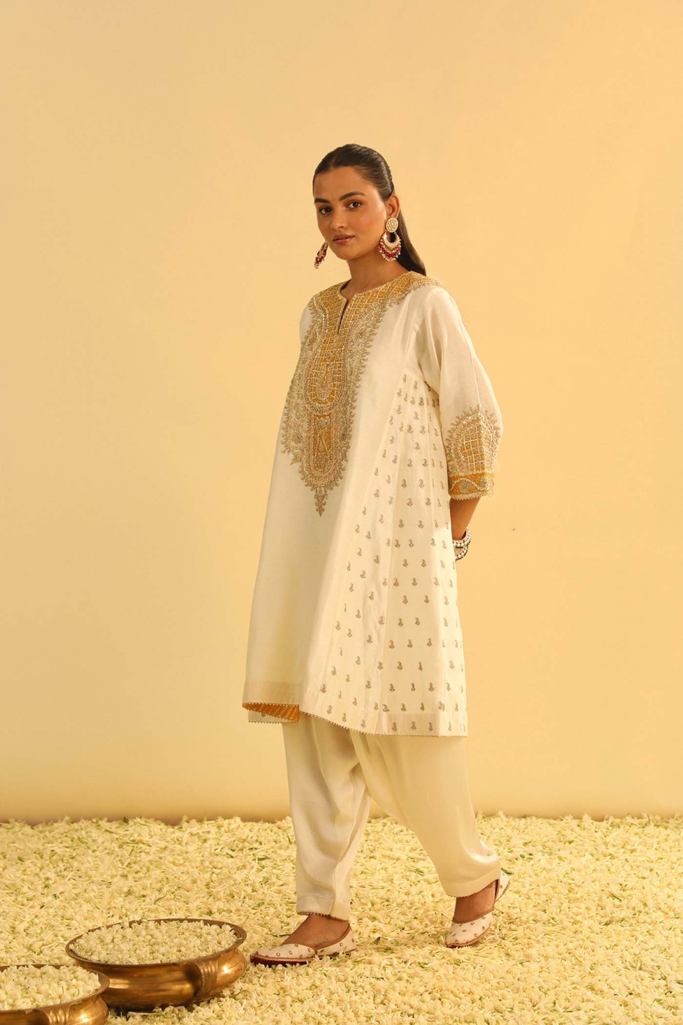 Arisana - Daisy Ivory Short Kalidaar Choga With Salwar